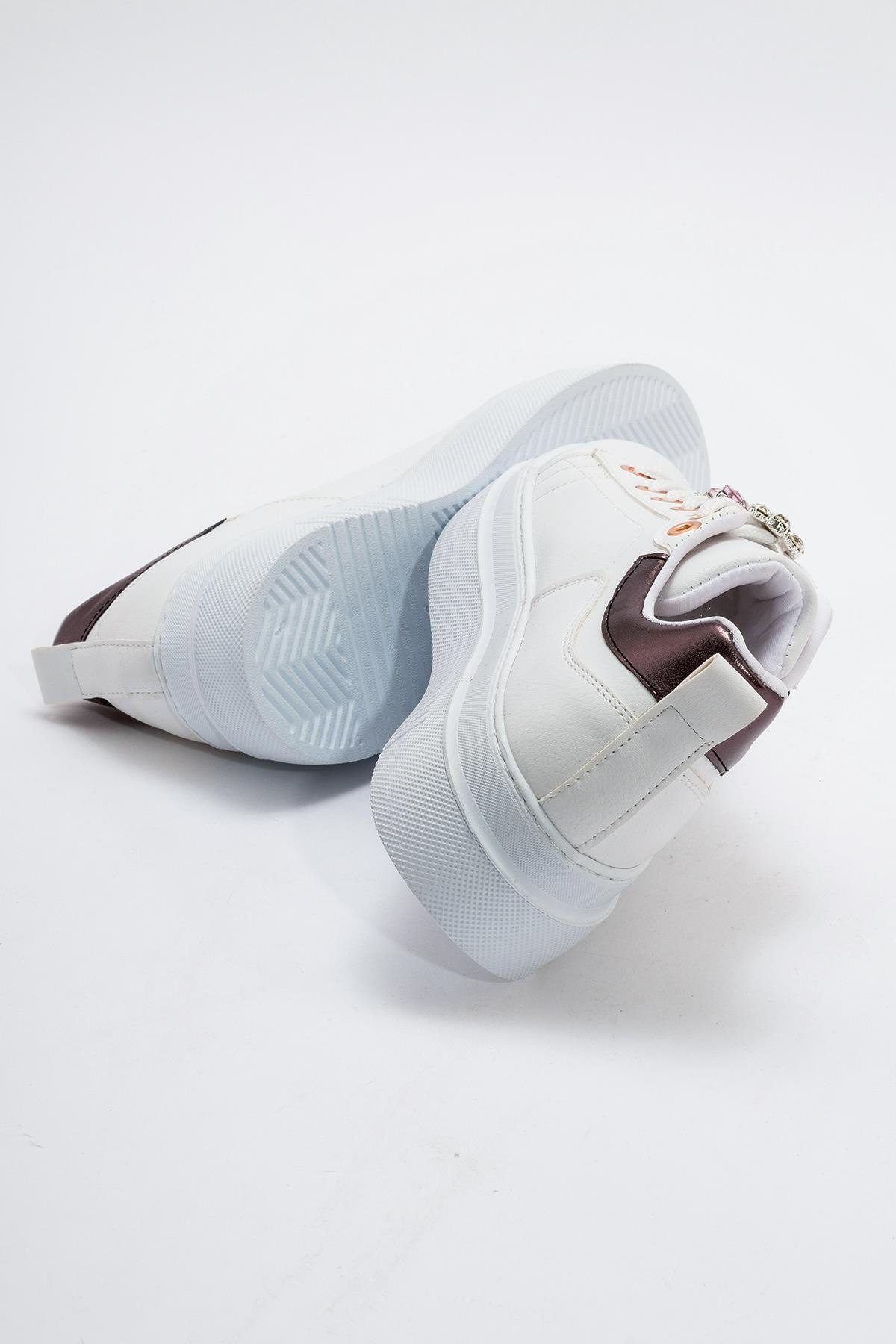 Kaydırmaz Kadın Spor Ayakabı BEYAZ GÜMÜŞ - Görsel 5