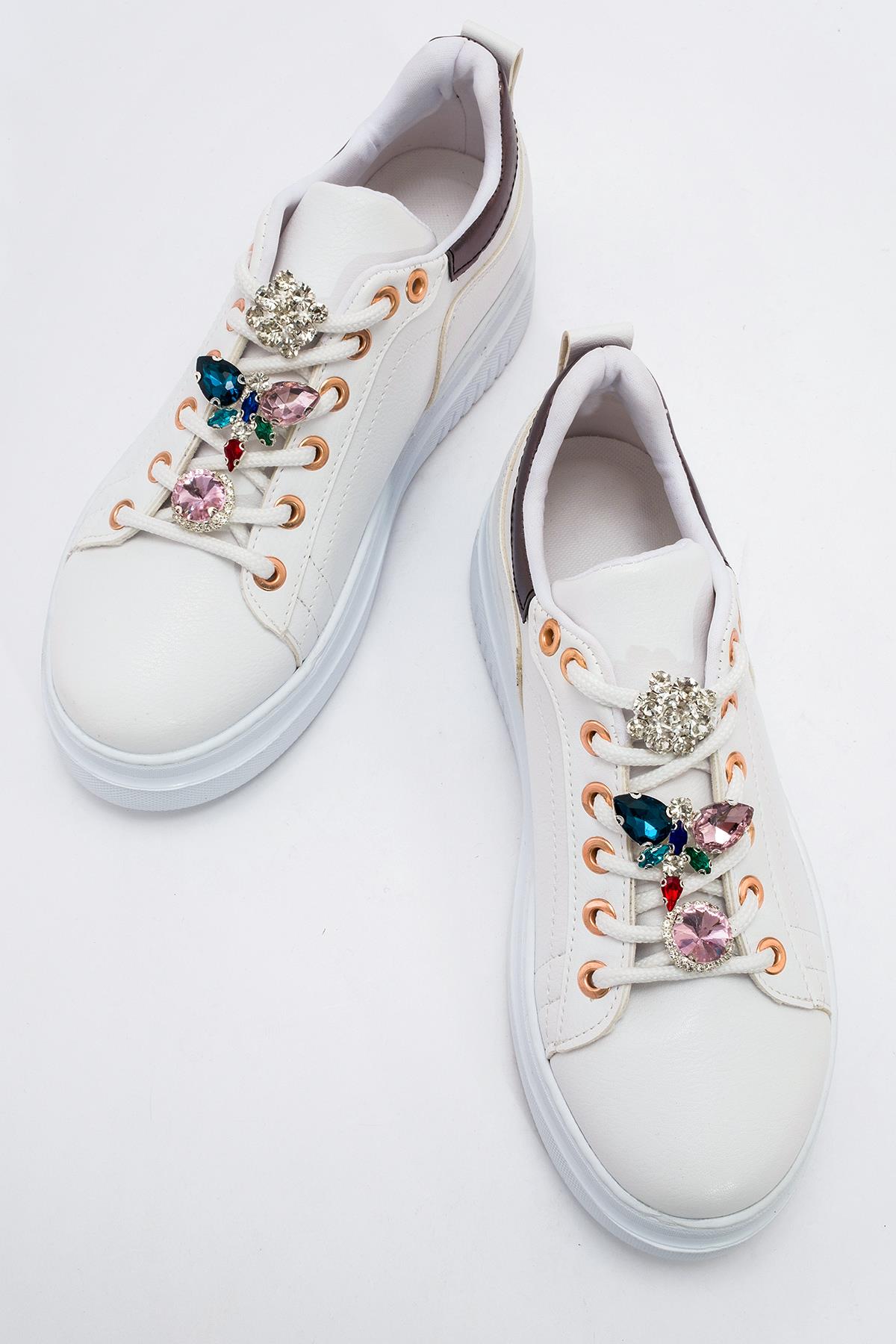 Kaydırmaz Kadın Spor Ayakabı BEYAZ GÜMÜŞ - Görsel 6