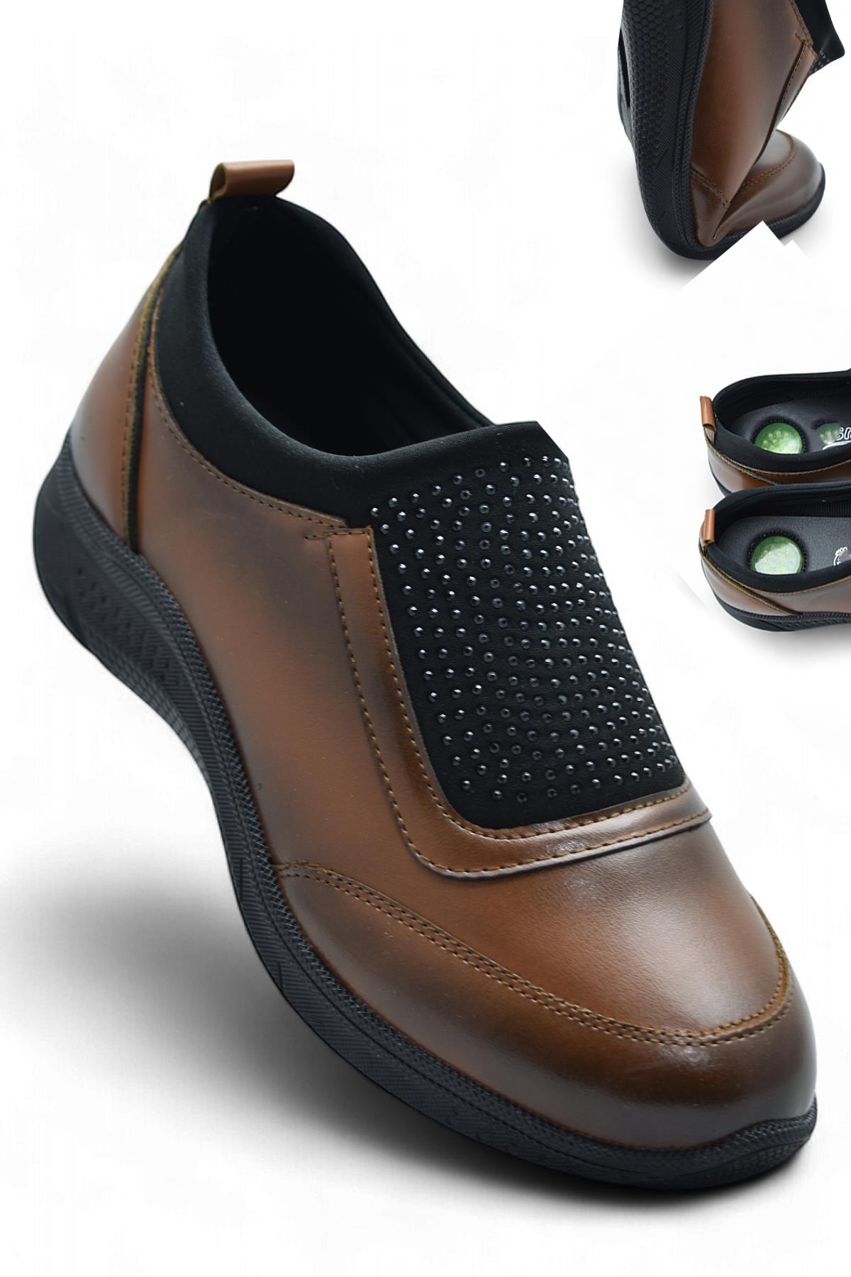 240P Taşlı Rahat Jelli Ortopedik Taban Günlük Kadın Ayakkabı Babet Casual Günlük Ayakkabı - Görsel 2