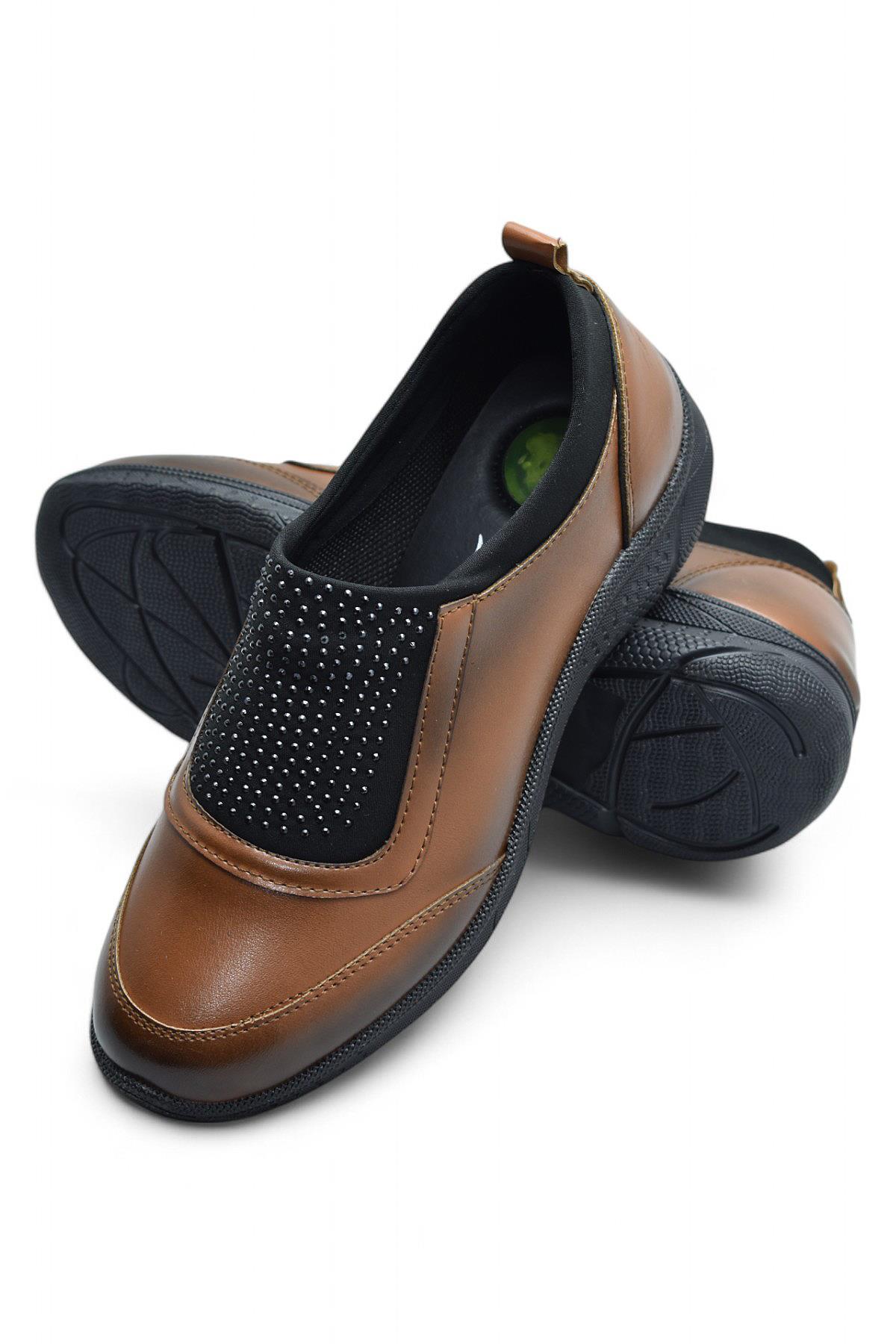 240P Taşlı Rahat Jelli Ortopedik Taban Günlük Kadın Ayakkabı Babet Casual Günlük Ayakkabı - Görsel 3