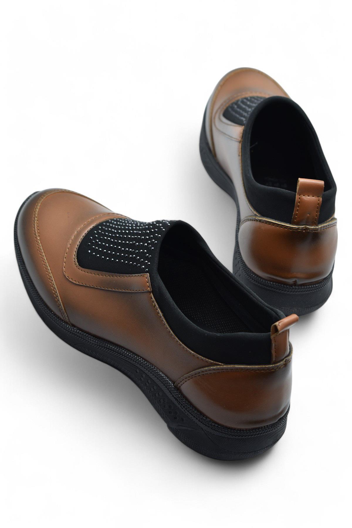 240P Taşlı Rahat Jelli Ortopedik Taban Günlük Kadın Ayakkabı Babet Casual Günlük Ayakkabı - Görsel 4