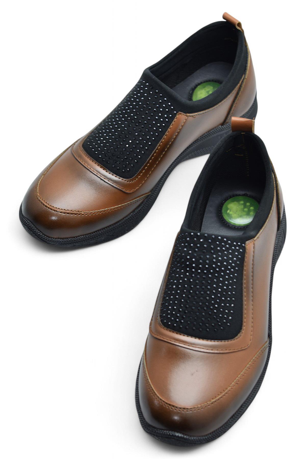 240P Taşlı Rahat Jelli Ortopedik Taban Günlük Kadın Ayakkabı Babet Casual Günlük Ayakkabı - Görsel 5