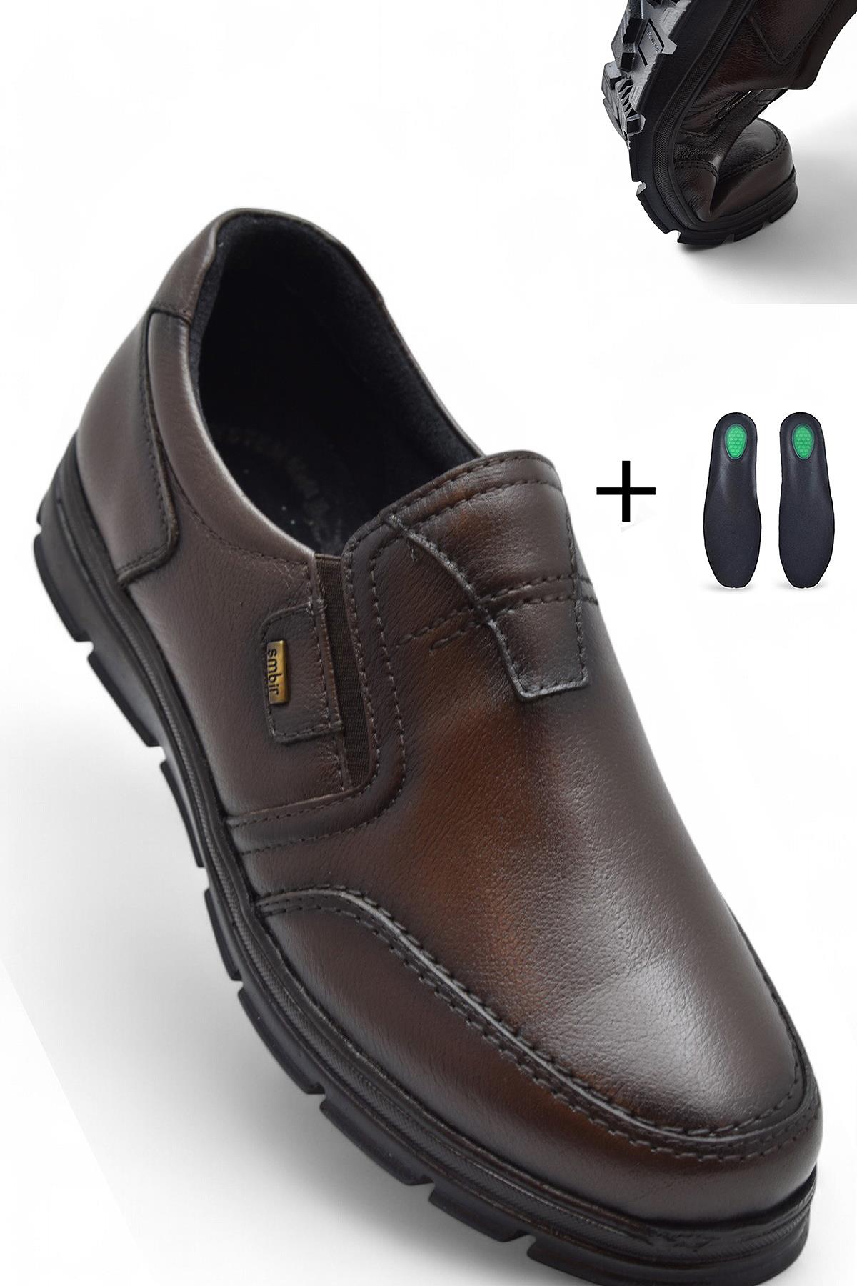 1645-S Kışlık Tam Ortopedik Taban %100 Hakiki Deri Bağcıksız Erkek Ayakkabı Kauçuk Kaymaz Taban - Görsel 4