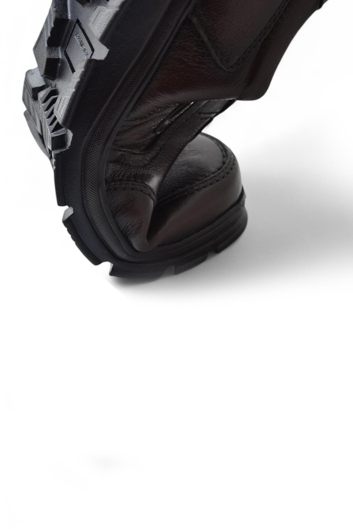 1645-S Kışlık Tam Ortopedik Taban %100 Hakiki Deri Bağcıksız Erkek Ayakkabı Kauçuk Kaymaz Taban - Görsel 7