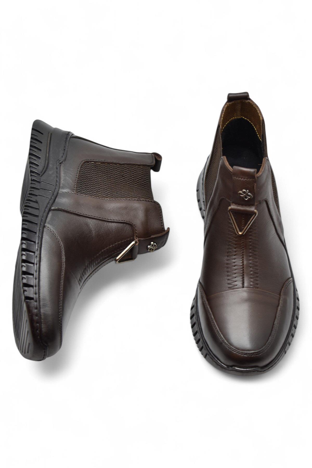 1833 Tam Ortopedik Siyah Hakiki Deri Kadın Bot Ayakkabı Anne Kışlık Deri Bot - Görsel 4