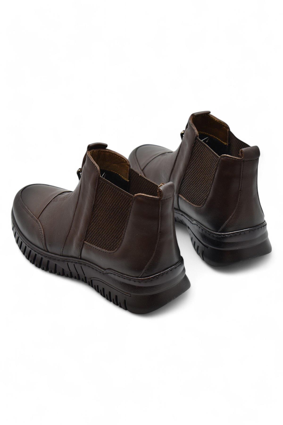 1833 Tam Ortopedik Siyah Hakiki Deri Kadın Bot Ayakkabı Anne Kışlık Deri Bot - Görsel 5