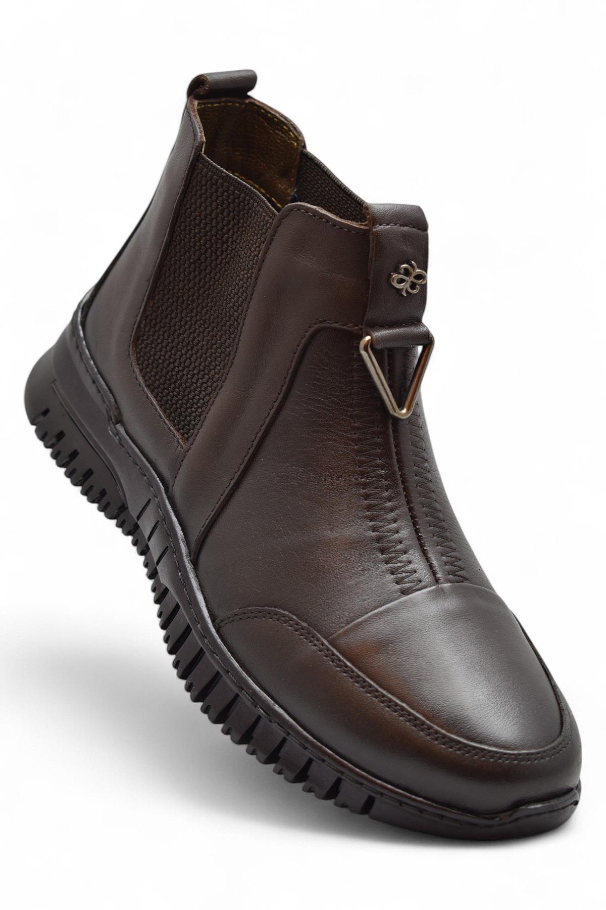 1833 Tam Ortopedik Siyah Hakiki Deri Kadın Bot Ayakkabı Anne Kışlık Deri Bot - Görsel 6