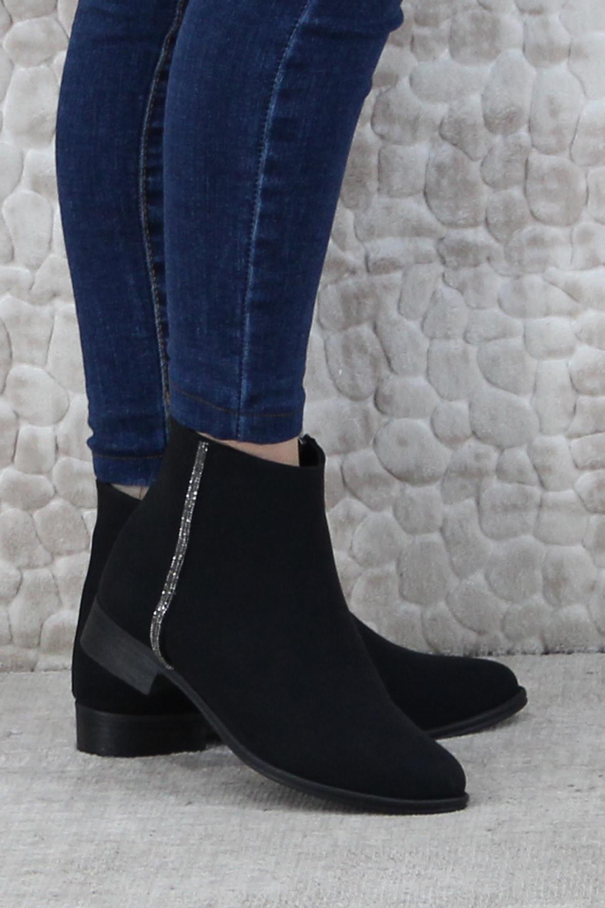 4277 Rahat Esnek Taş Detaylı Sıcak Astar Kadın Bot - Görsel 2