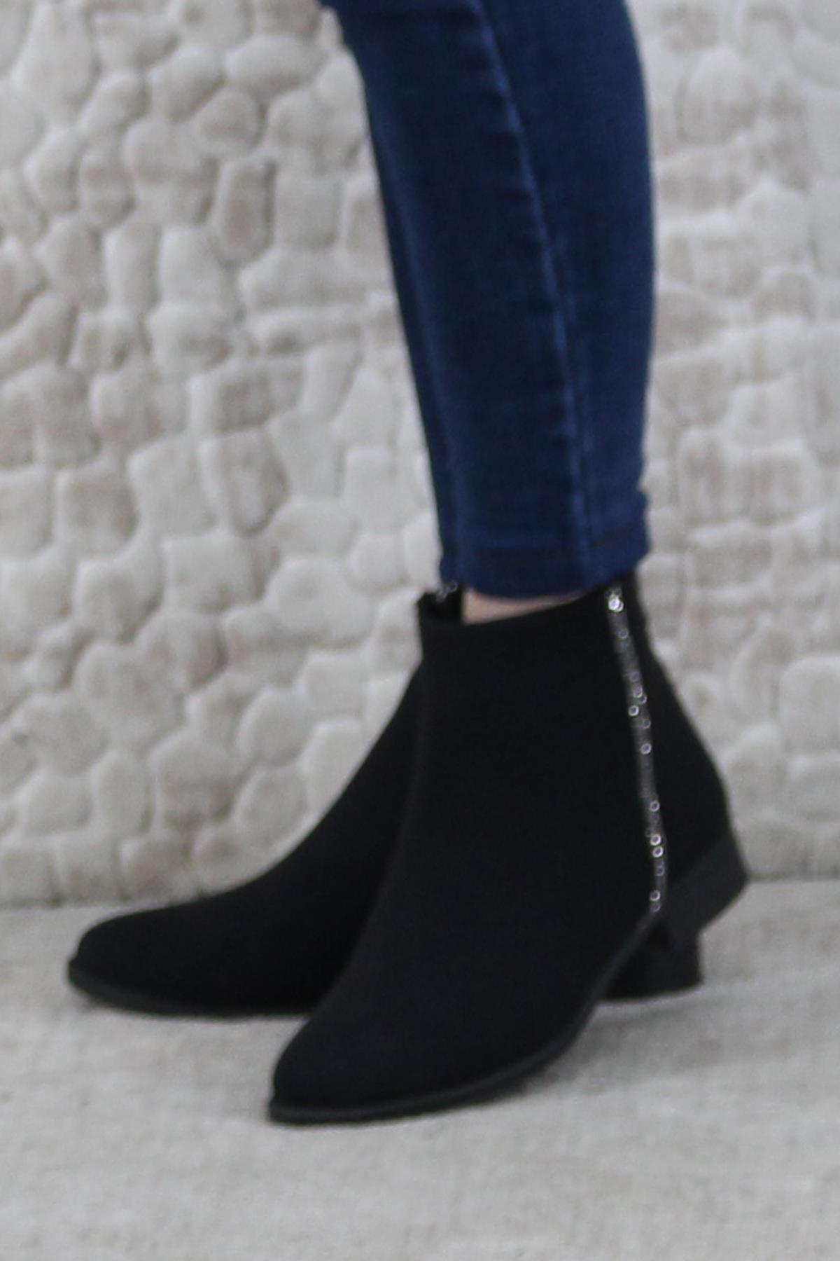 4277 Rahat Esnek Taş Detaylı Sıcak Astar Kadın Bot - Görsel 4