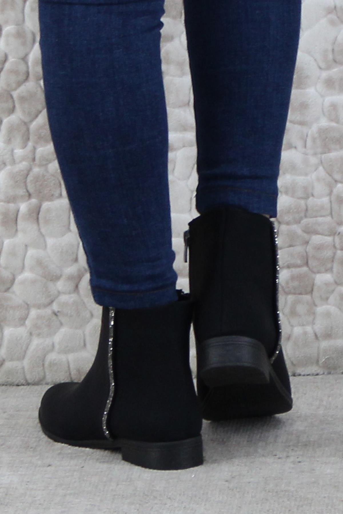 4277 Rahat Esnek Taş Detaylı Sıcak Astar Kadın Bot - Görsel 5