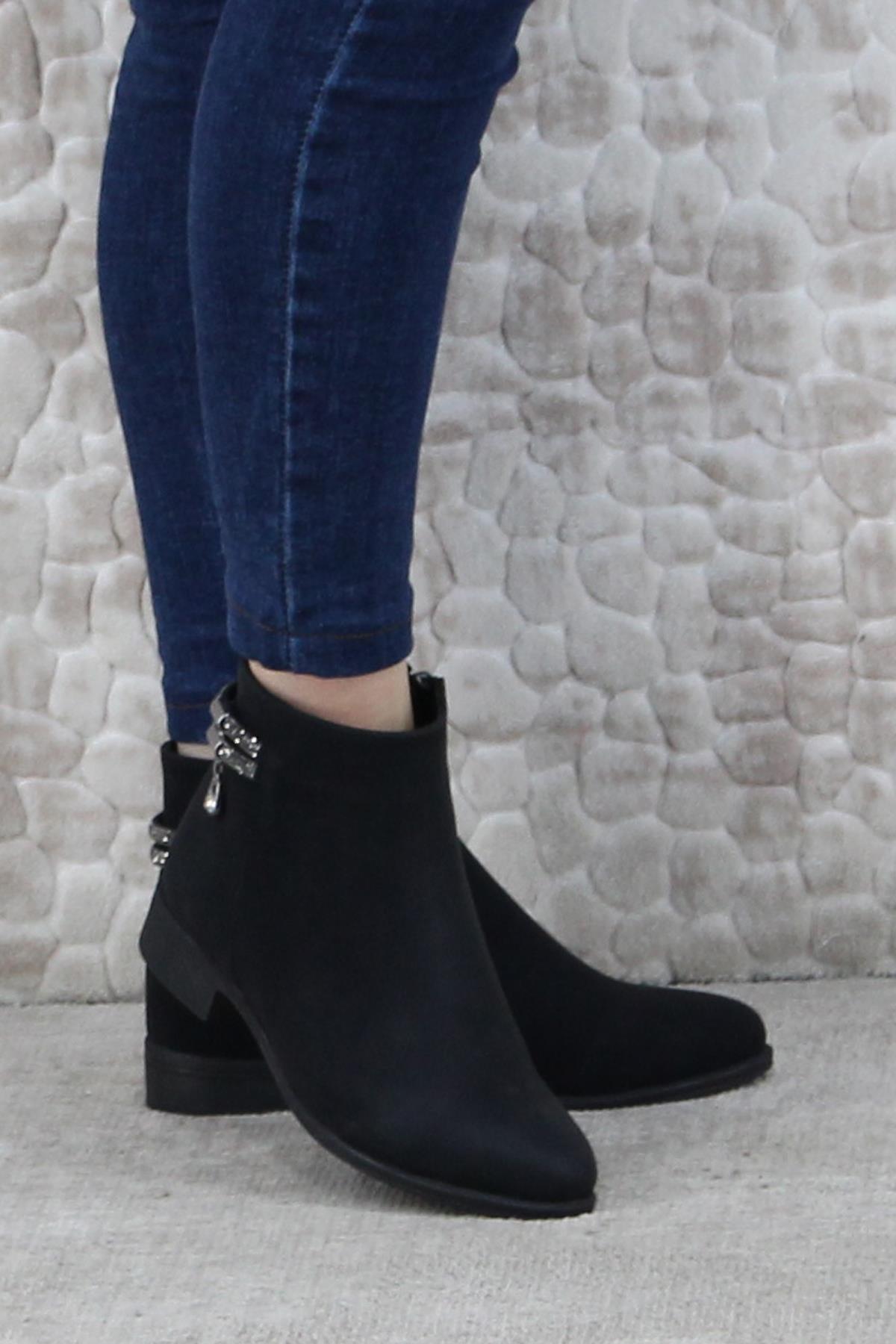 4271 Rahat Esnek Toka Taş Detaylı Sıcak Astar Kadın Bot - Görsel 2