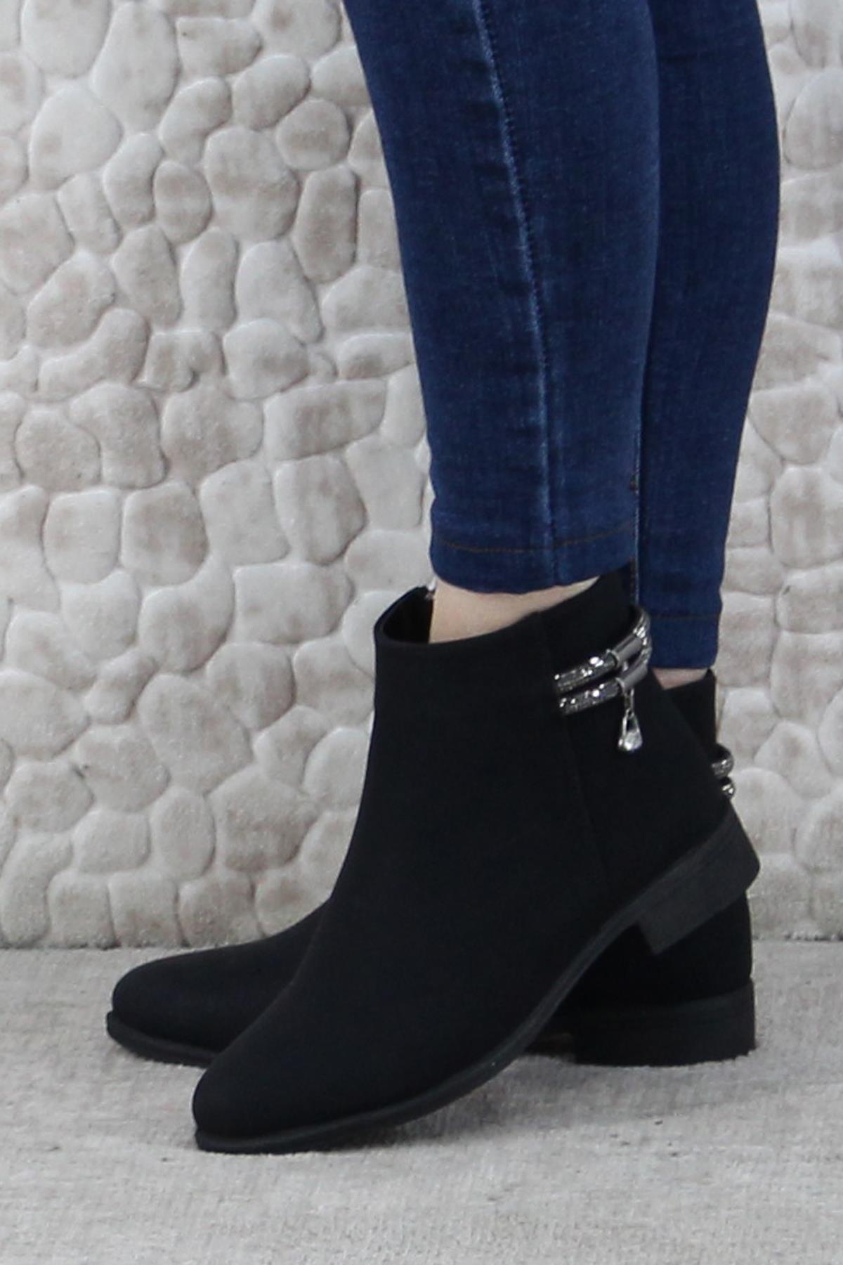 4271 Rahat Esnek Toka Taş Detaylı Sıcak Astar Kadın Bot - Görsel 4