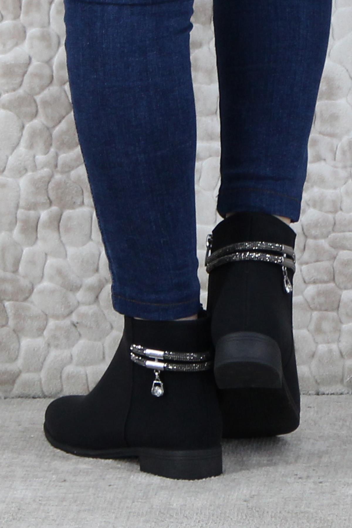 4271 Rahat Esnek Toka Taş Detaylı Sıcak Astar Kadın Bot - Görsel 5