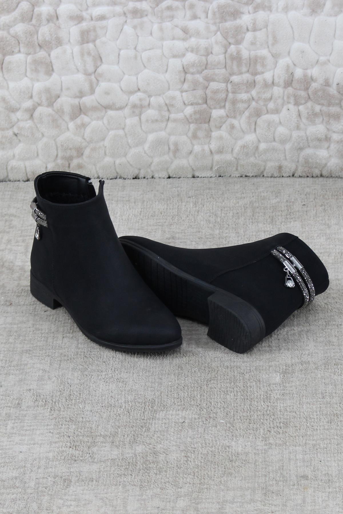 4271 Rahat Esnek Toka Taş Detaylı Sıcak Astar Kadın Bot - Görsel 6