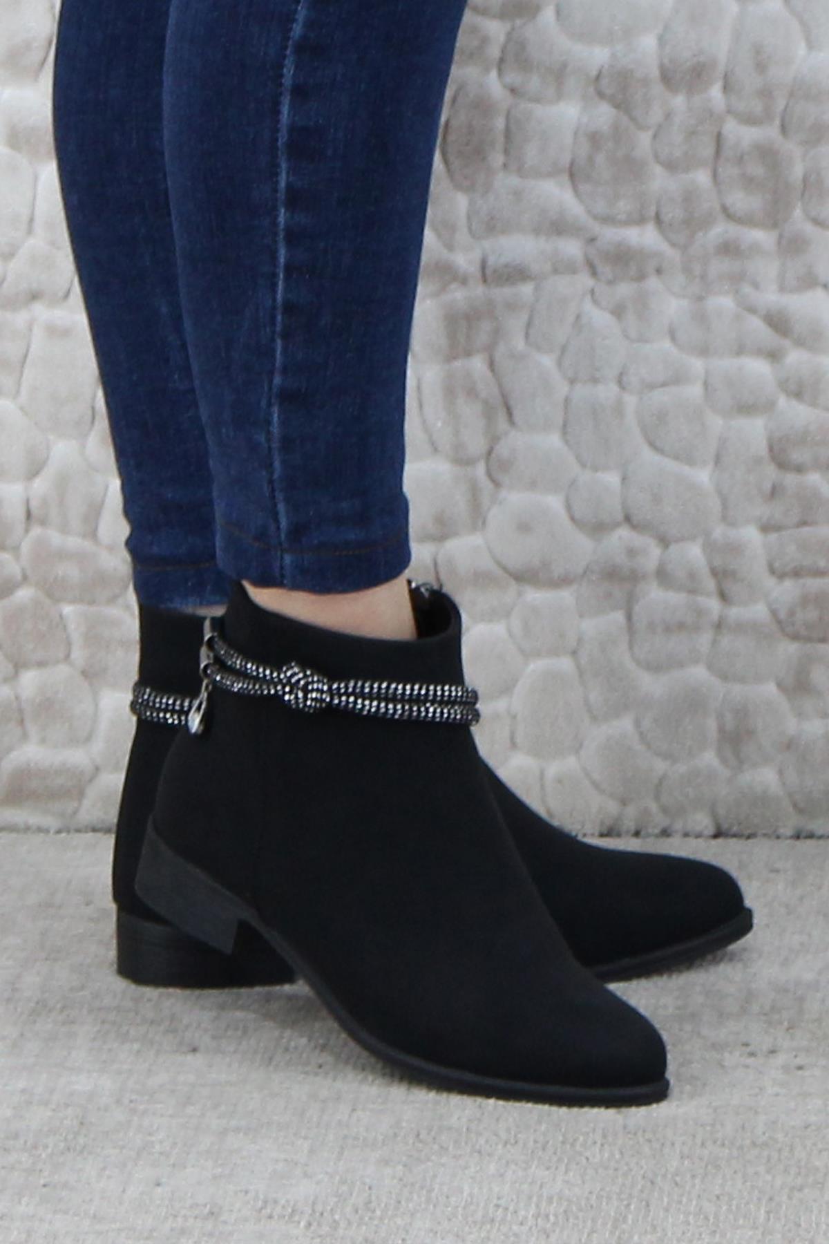 4280 Rahat Esnek Toka Taş Detaylı Sıcak Astar Kadın Bot - Görsel 2