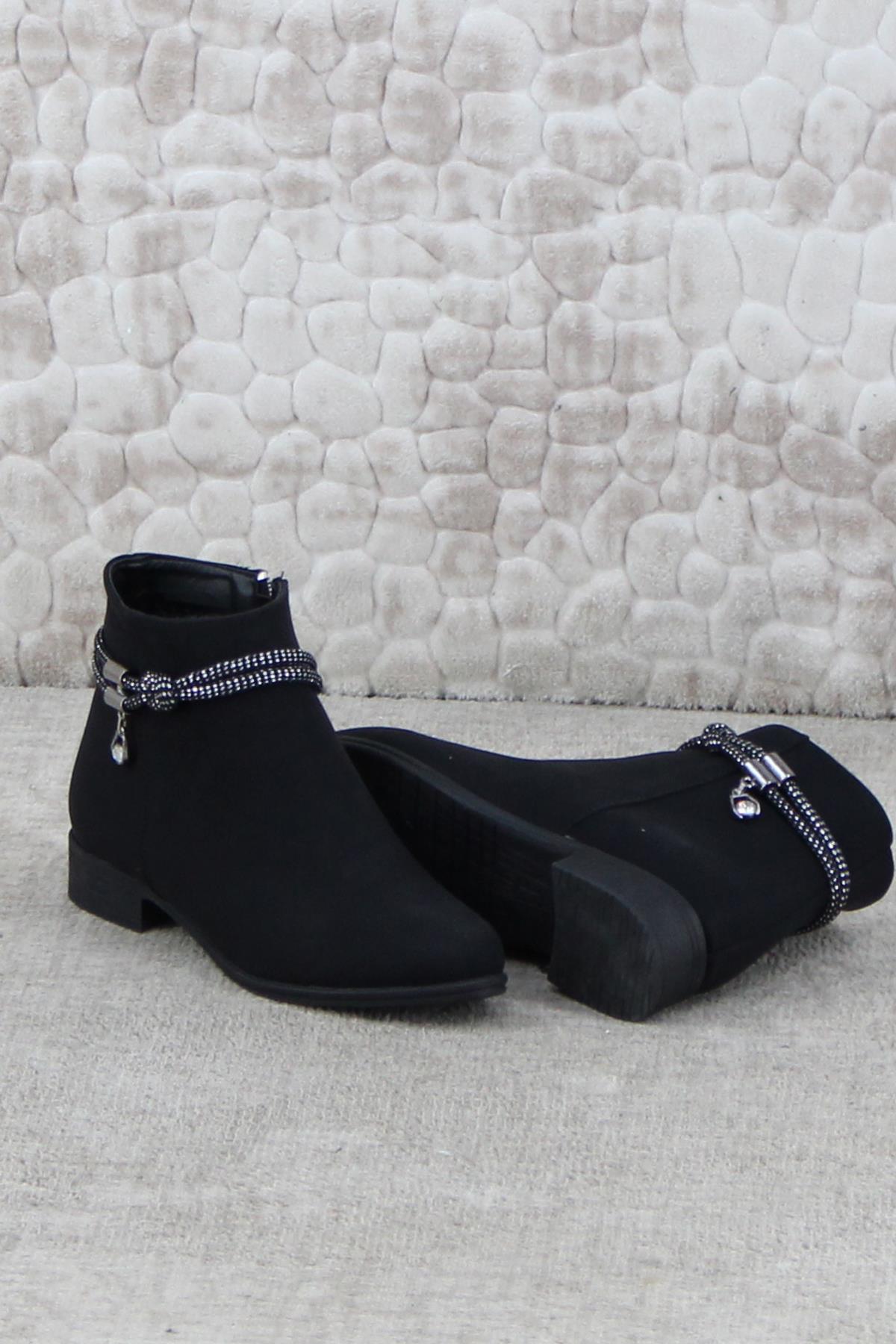 4280 Rahat Esnek Toka Taş Detaylı Sıcak Astar Kadın Bot - Görsel 6