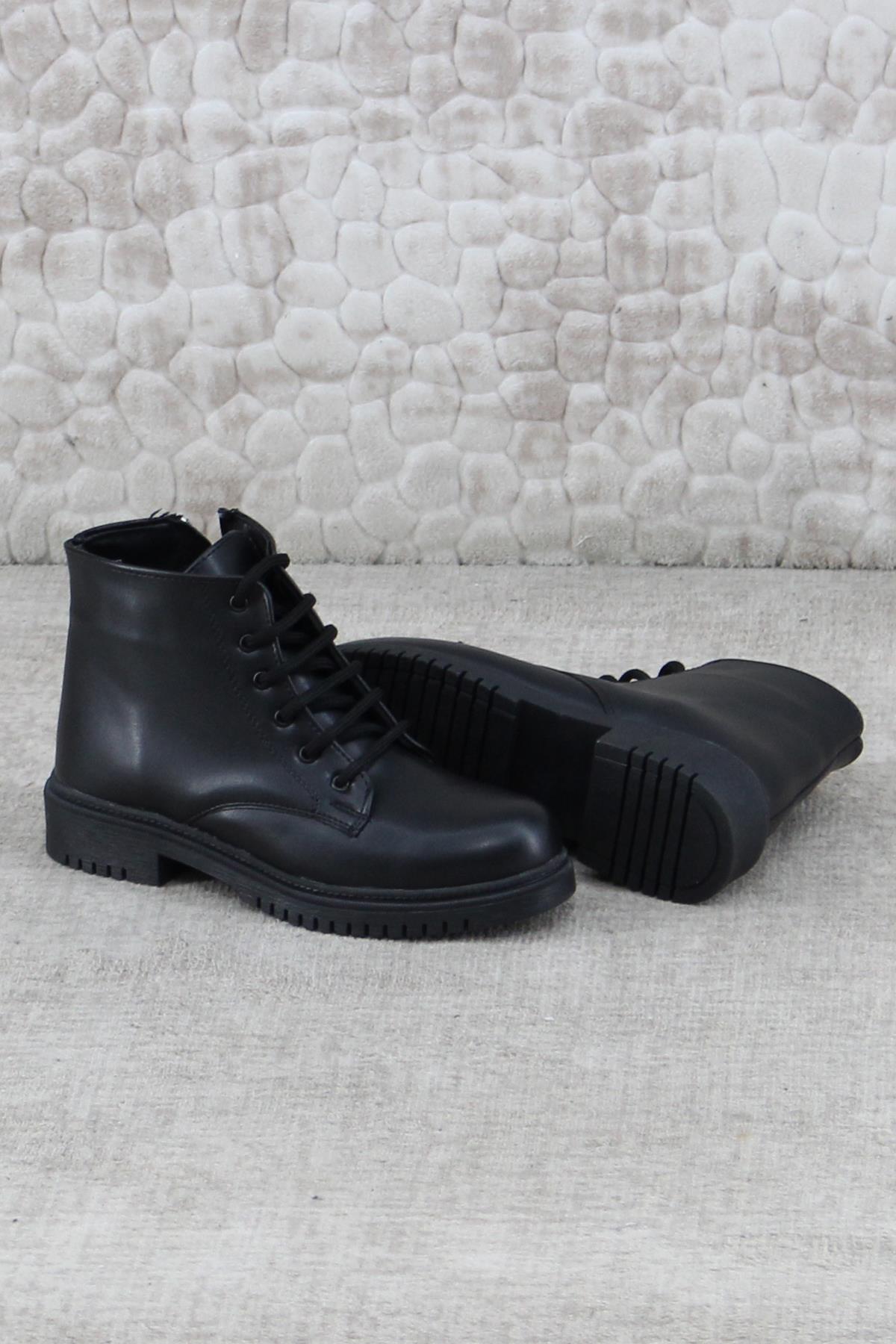 5245 Rahat Fermuarlı Bağçıklı Kaymaz Taban Sıcak Astar Kadın Bot - Görsel 6