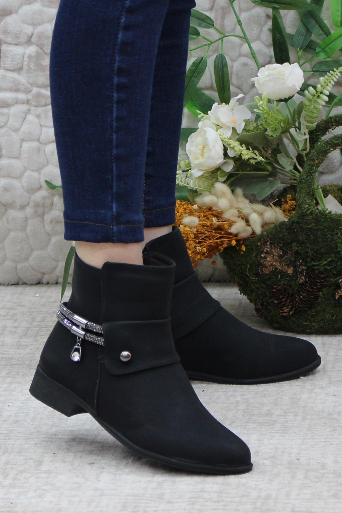 4276 Taş Detaylı Sıcak Astar Kaymaz Taban Kadın Bot - Görsel 2