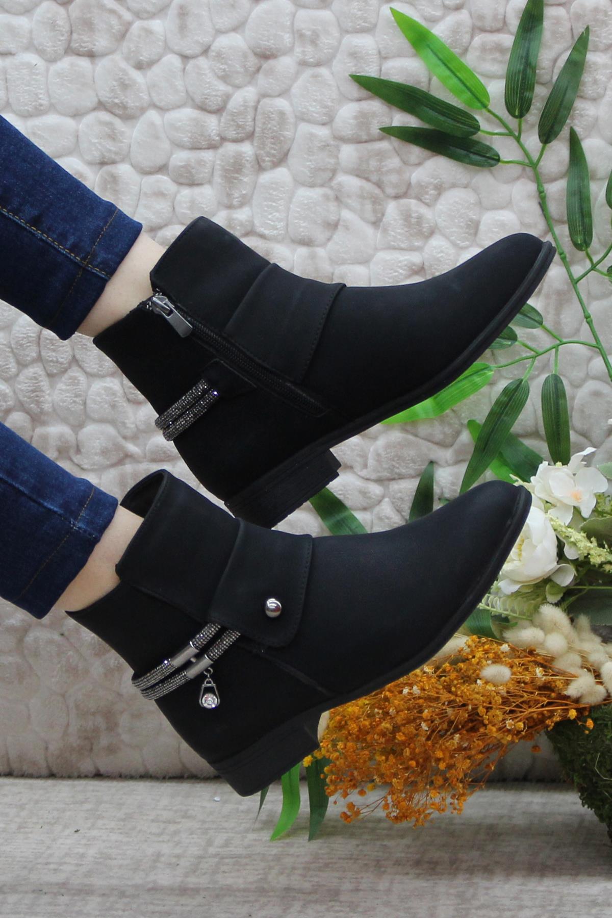 4276 Taş Detaylı Sıcak Astar Kaymaz Taban Kadın Bot - Görsel 3