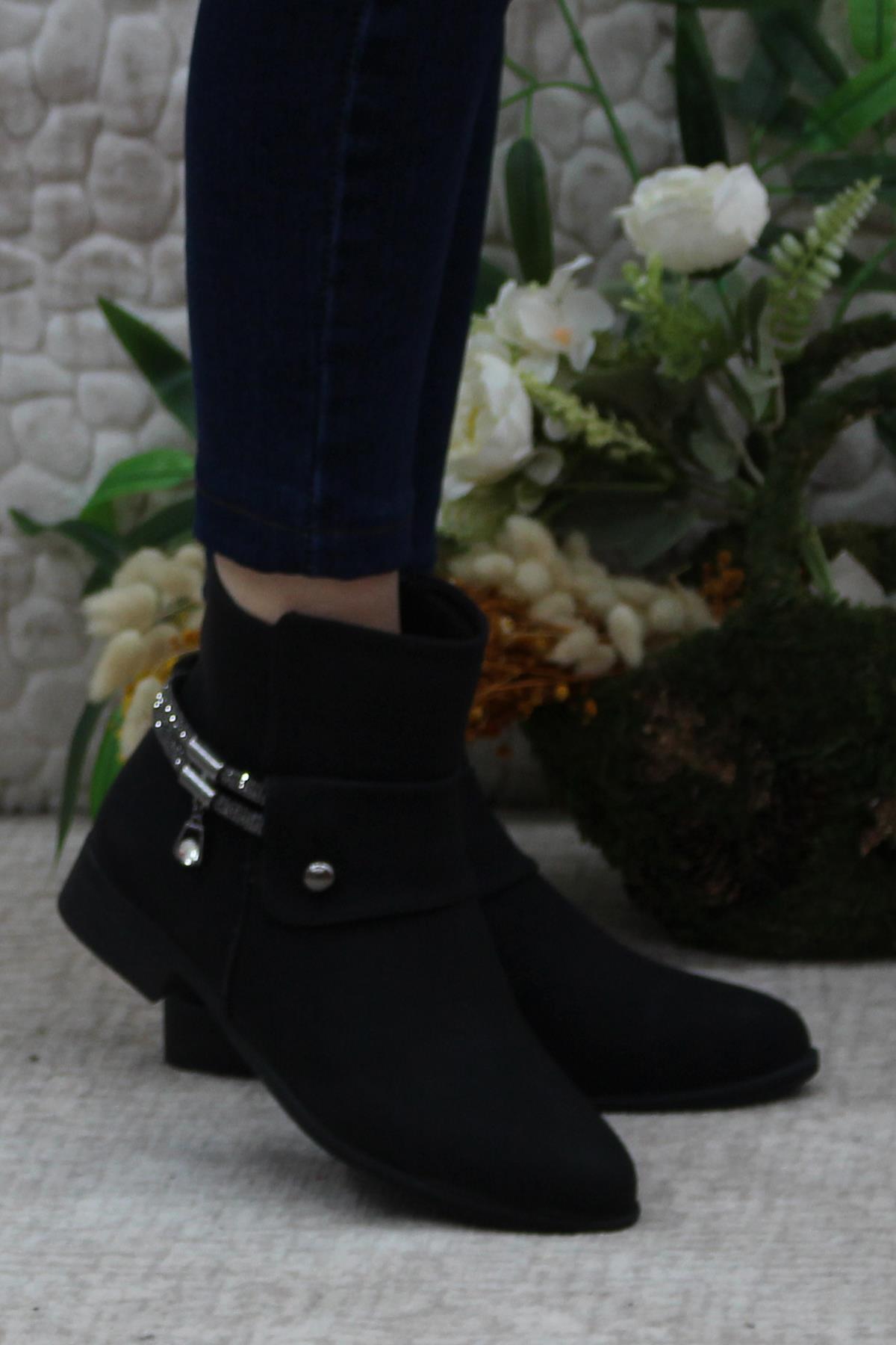 4276 Taş Detaylı Sıcak Astar Kaymaz Taban Kadın Bot - Görsel 4