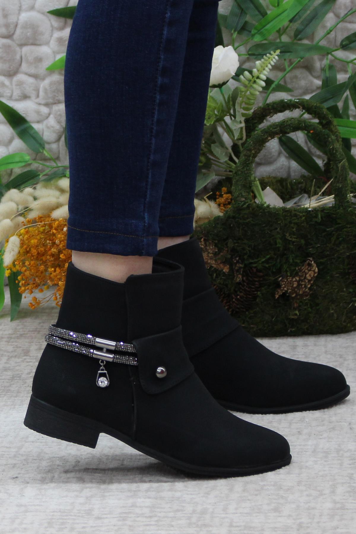 4276 Taş Detaylı Sıcak Astar Kaymaz Taban Kadın Bot - Görsel 5