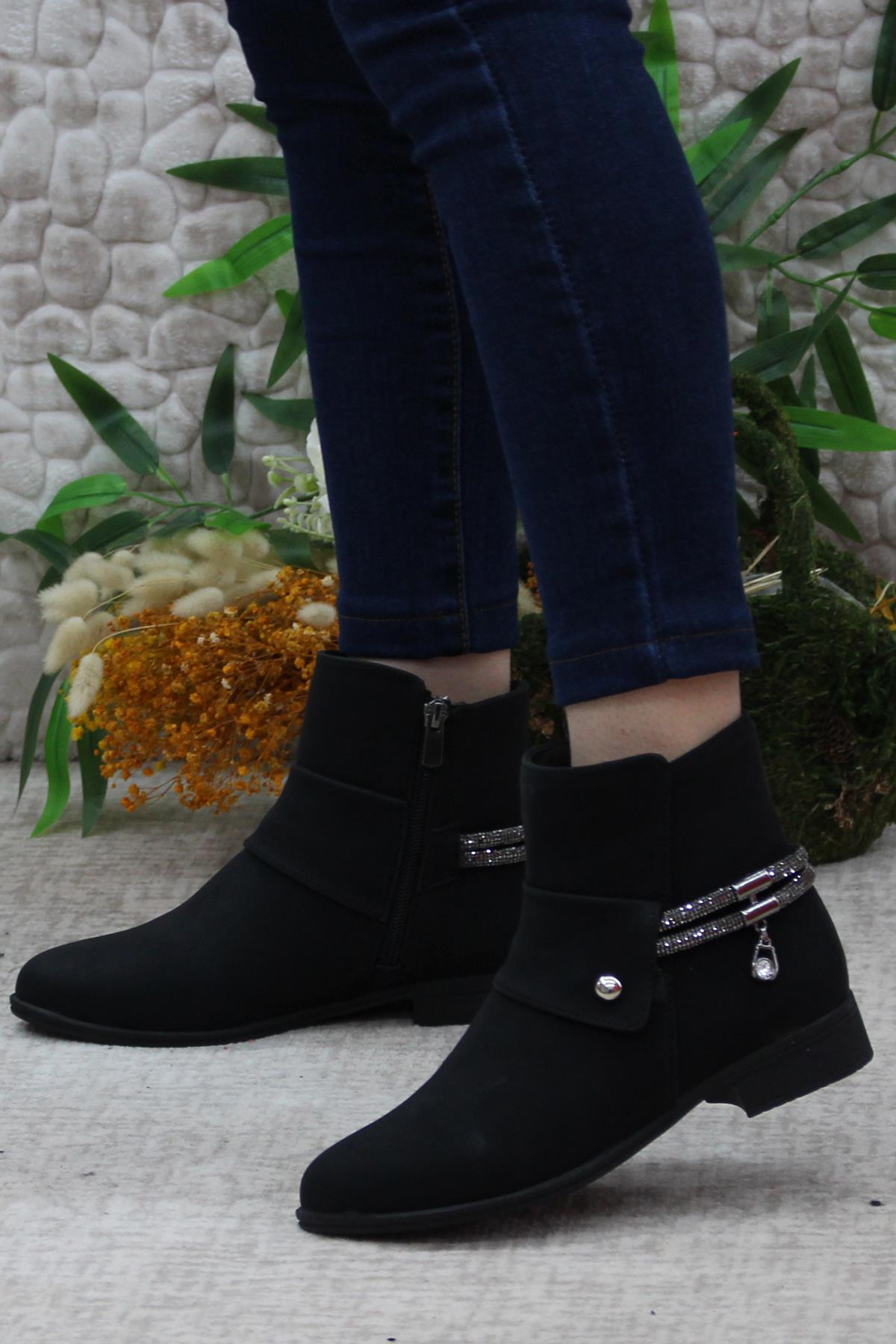 4276 Taş Detaylı Sıcak Astar Kaymaz Taban Kadın Bot - Görsel 6