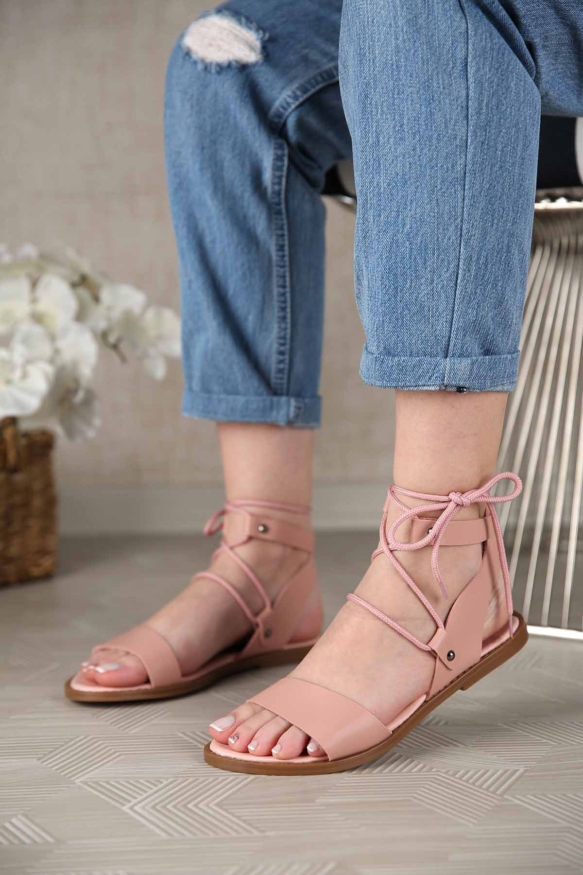 Kadın Bağlamalı Sandalet PUDRA - Görsel 3