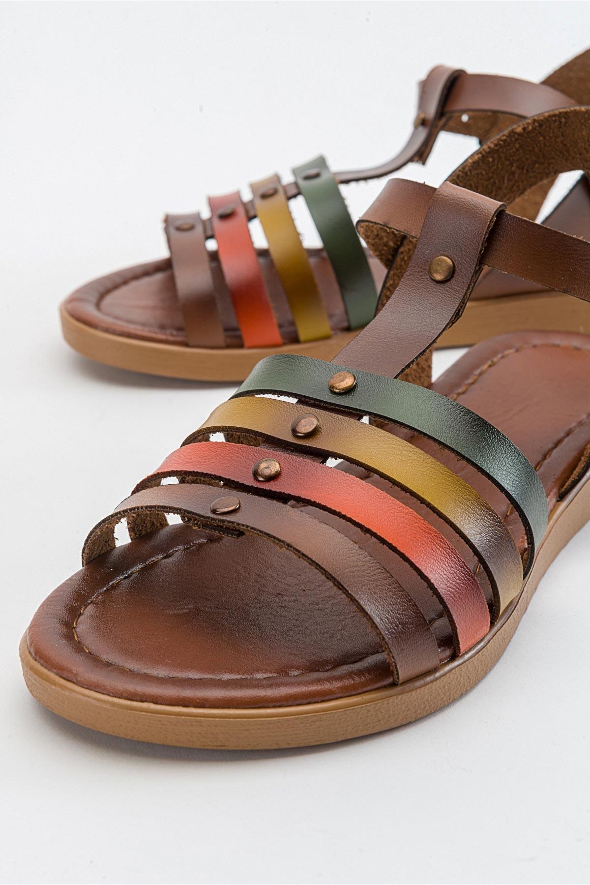 4 Biyeli Kadın Sandalet TABA GARNİ - Görsel 4