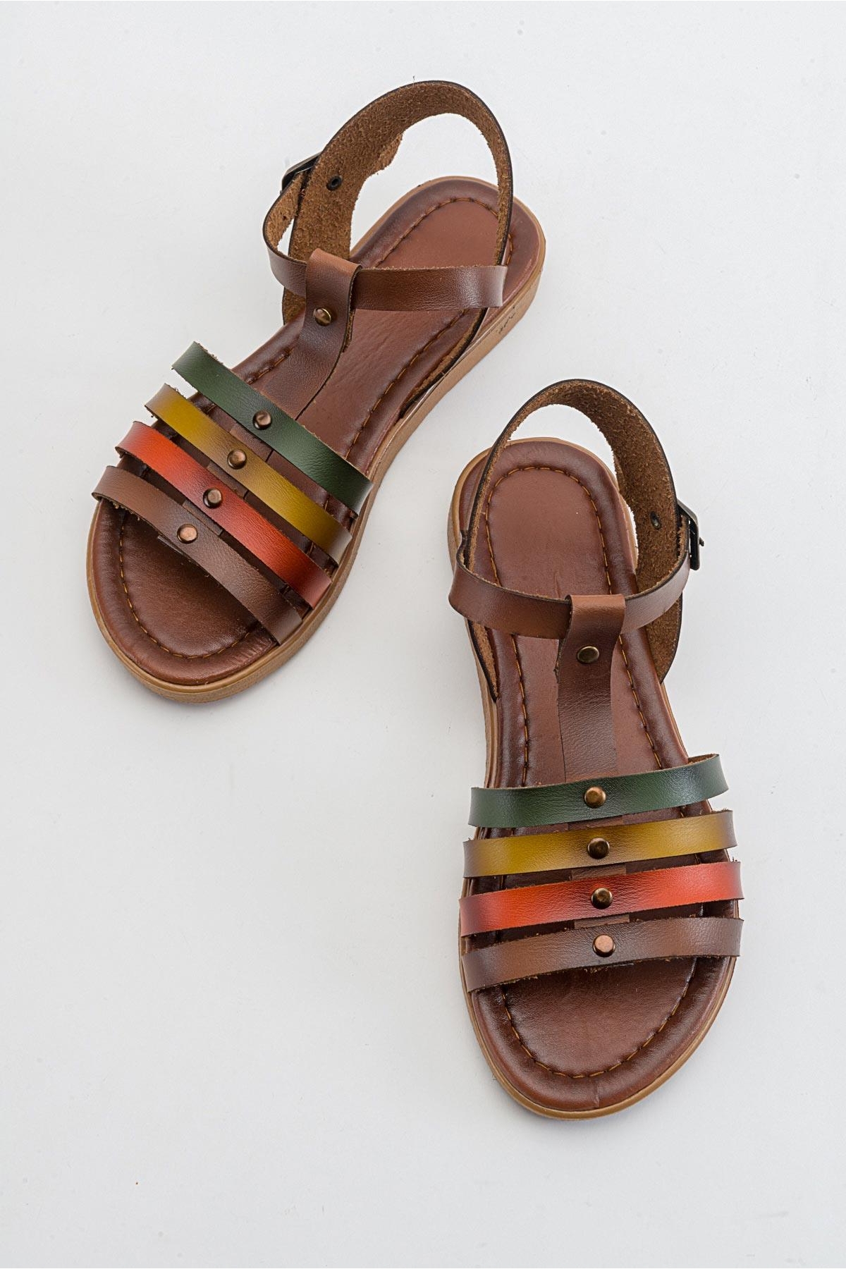 4 Biyeli Kadın Sandalet TABA GARNİ - Görsel 5