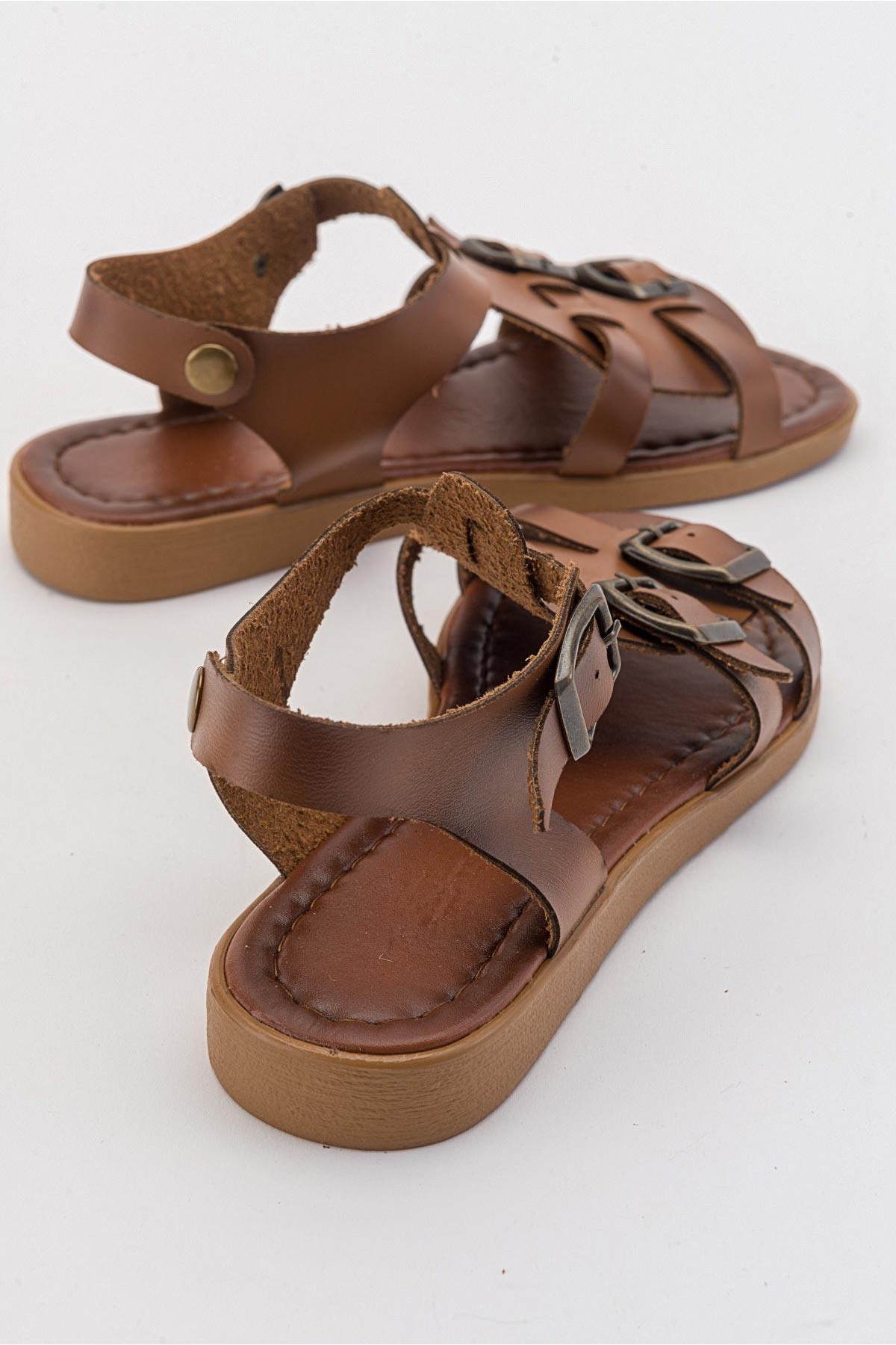 2 Biyeli Kadın Sandalet TABA CİLT - Görsel 5