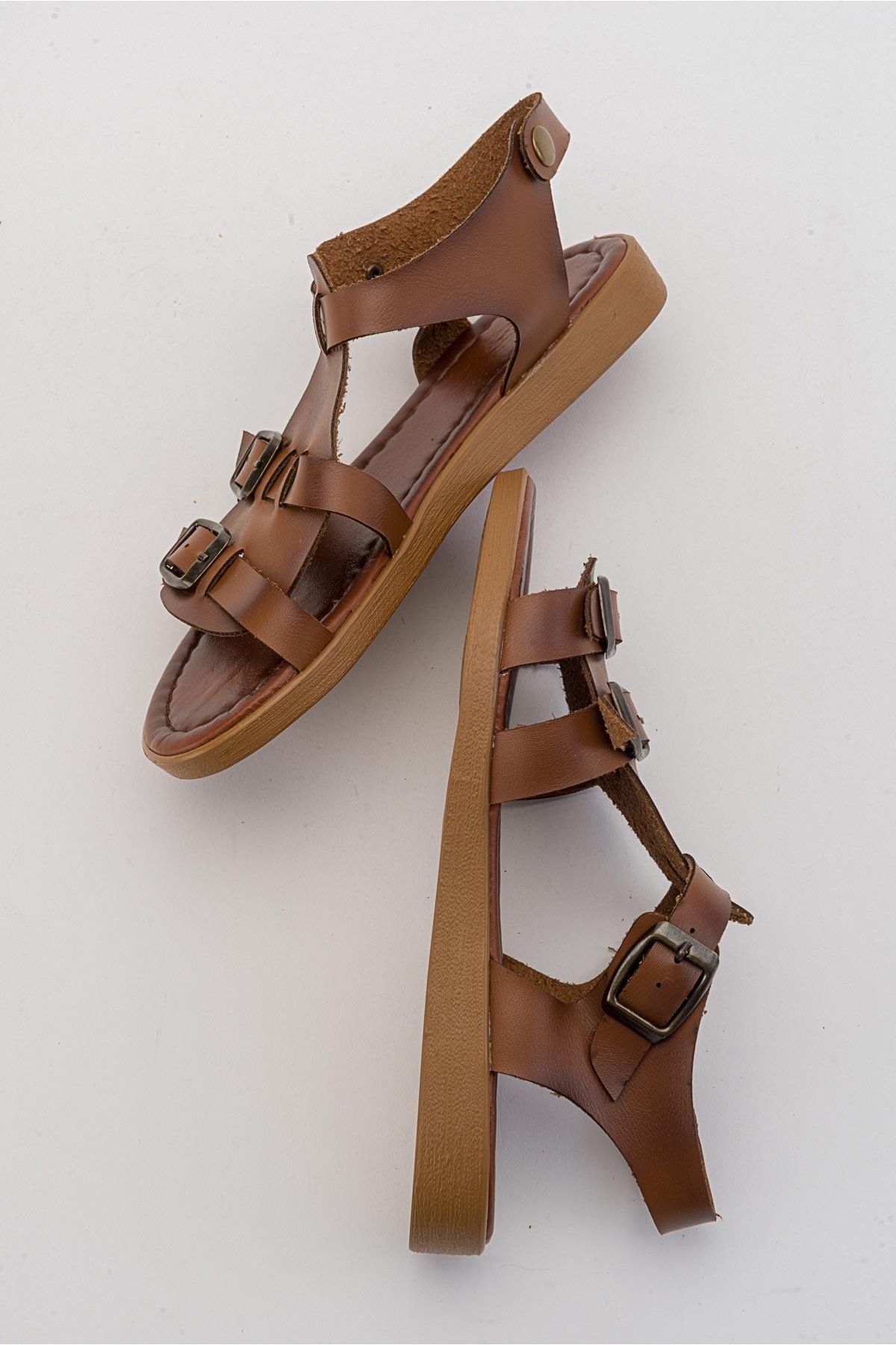 2 Biyeli Kadın Sandalet TABA CİLT - Görsel 6