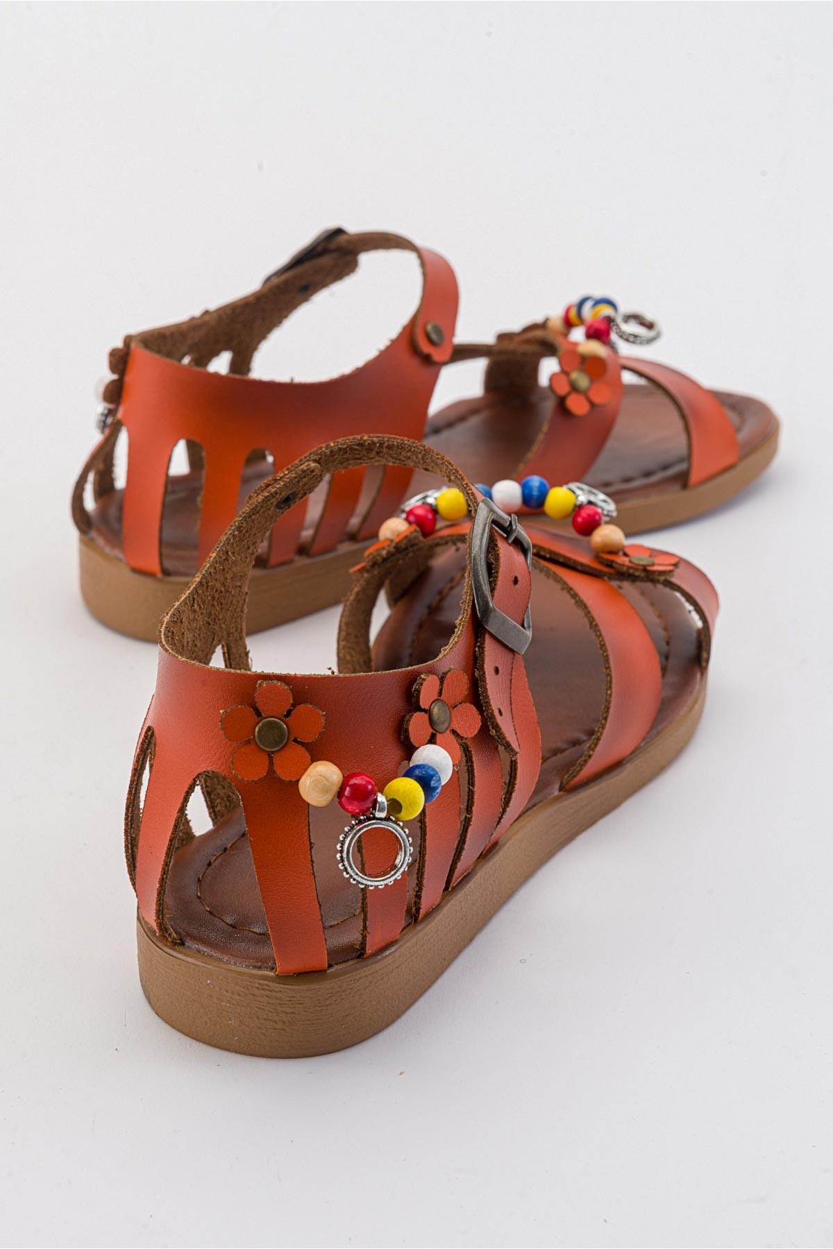 Boncuklu Kadın Sandalet ORANJ CİLT - Görsel 5