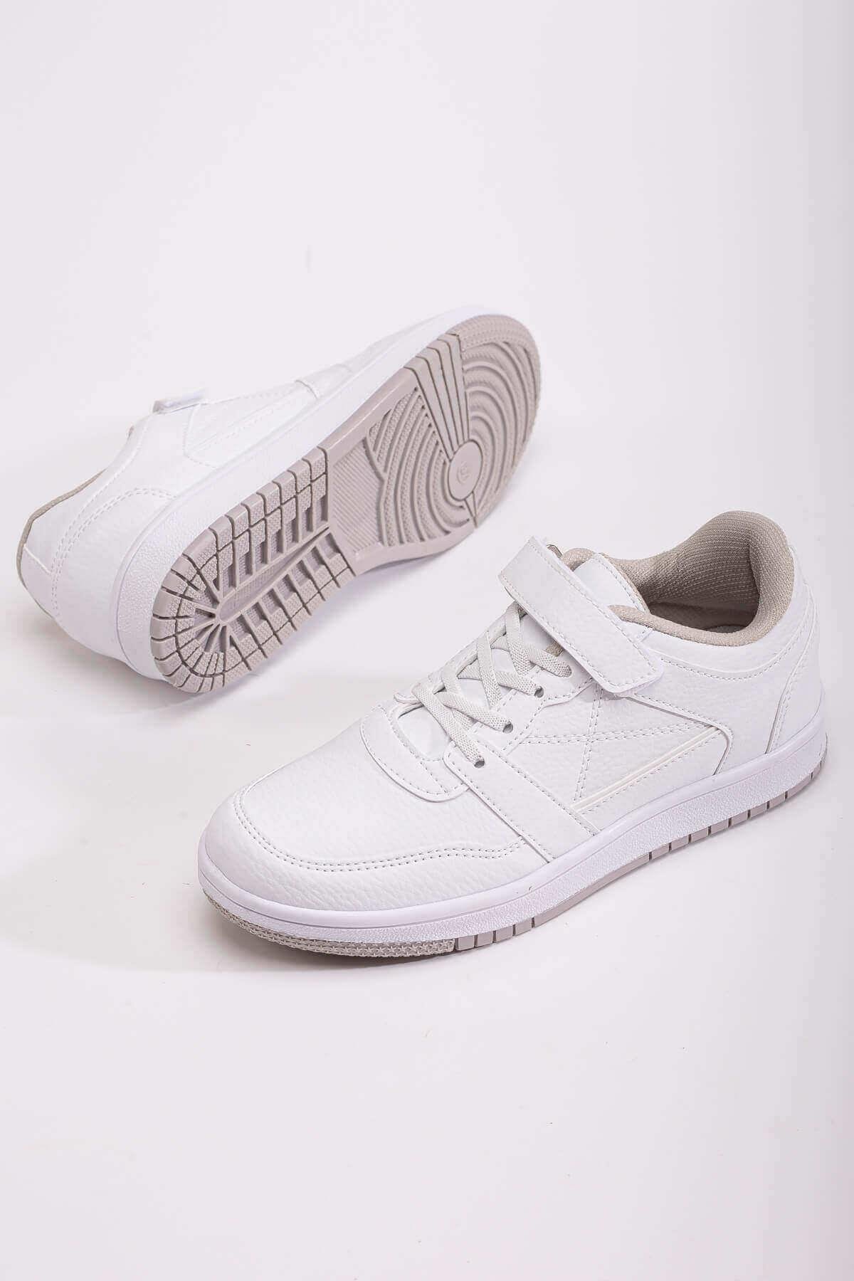 Cırtlı Bağcıklı Kadın Spor Ayakkabı BEYAZ BUZ - Görsel 4