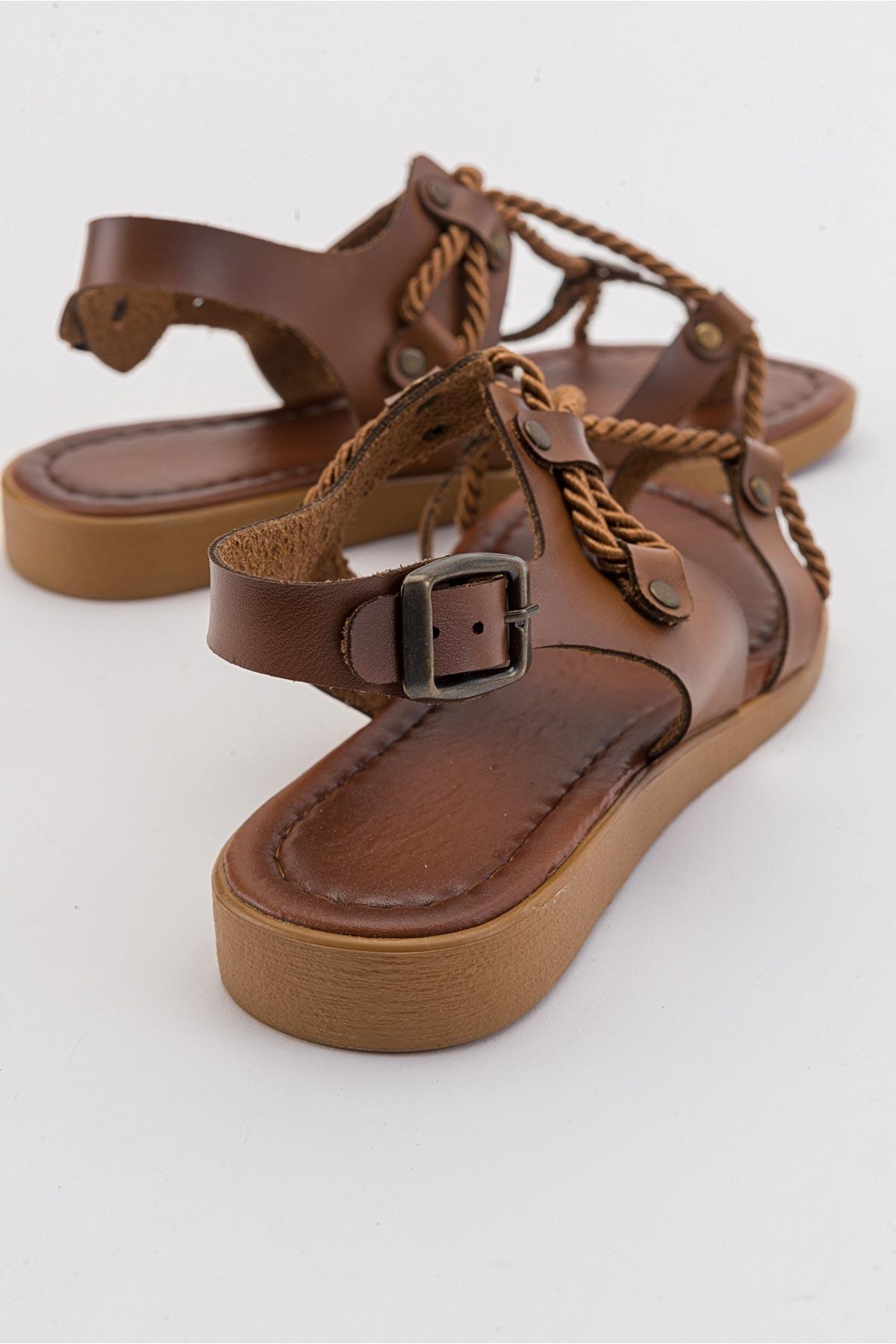 Halatlı Parmak Arası Kadın Sandalet TABA CİLT - Görsel 5