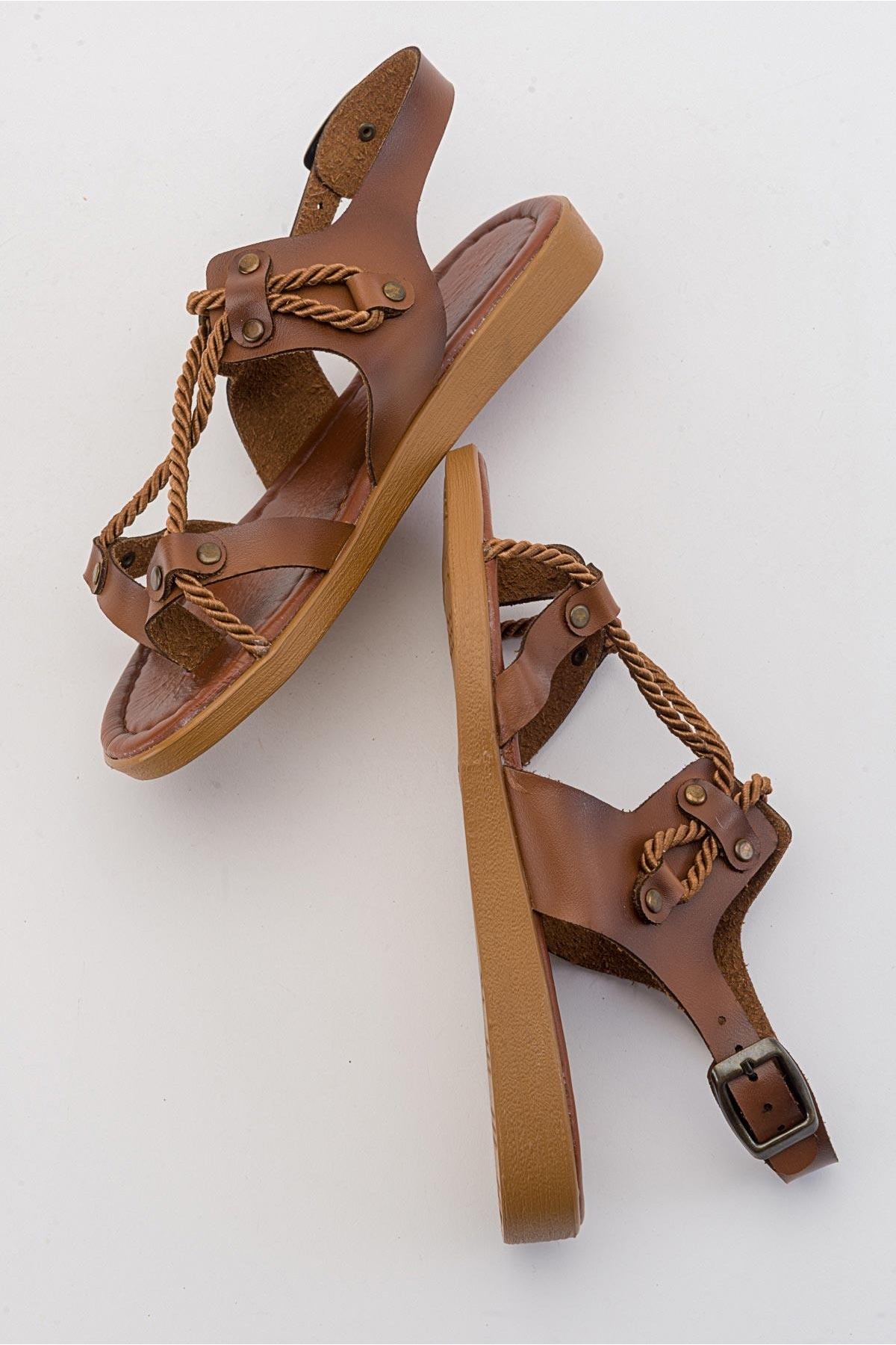 Halatlı Parmak Arası Kadın Sandalet TABA CİLT - Görsel 6