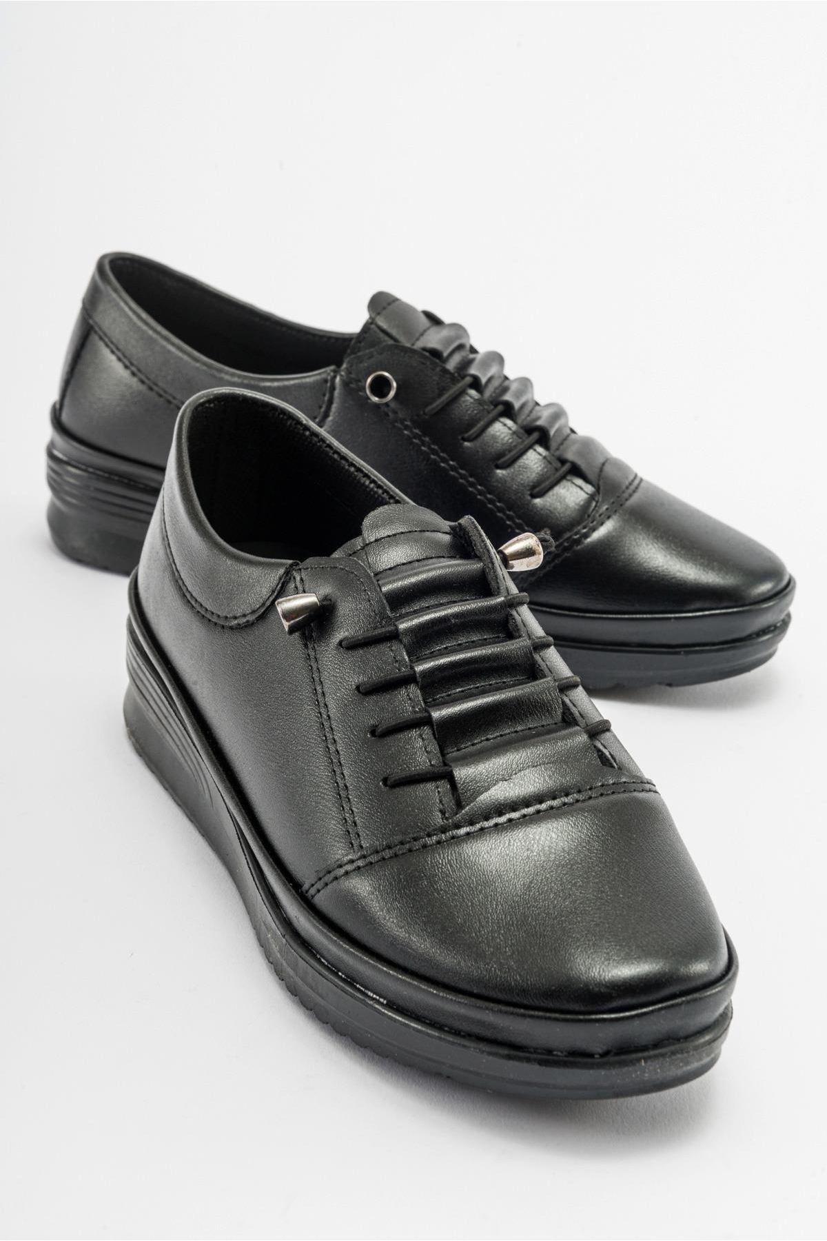 Gizli Lastikli Bağcıklı Termo SİYAH CİLT SİYAH - Görsel 3