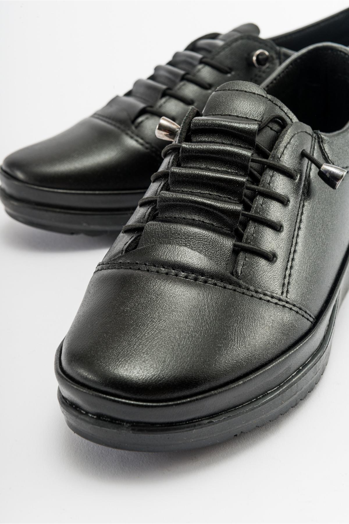 Gizli Lastikli Bağcıklı Termo SİYAH CİLT SİYAH - Görsel 4