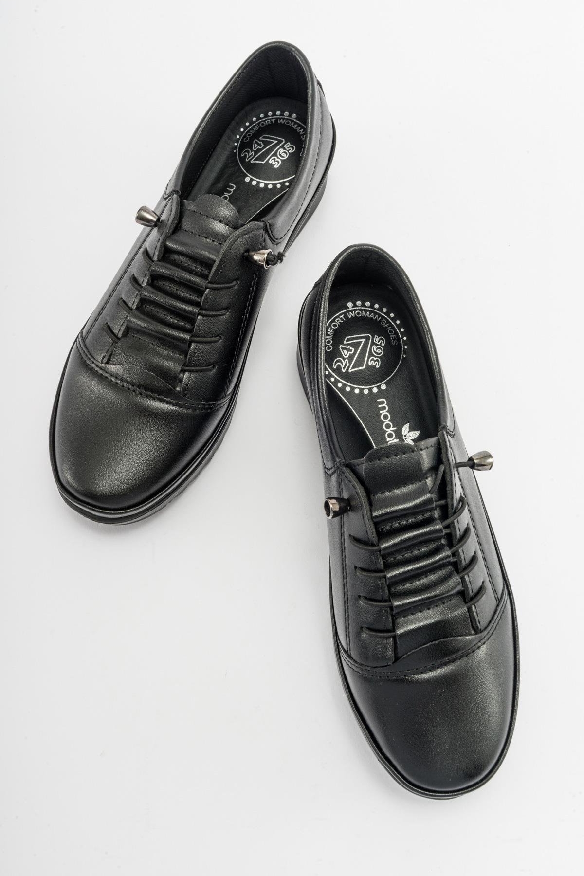 Gizli Lastikli Bağcıklı Termo SİYAH CİLT SİYAH - Görsel 6