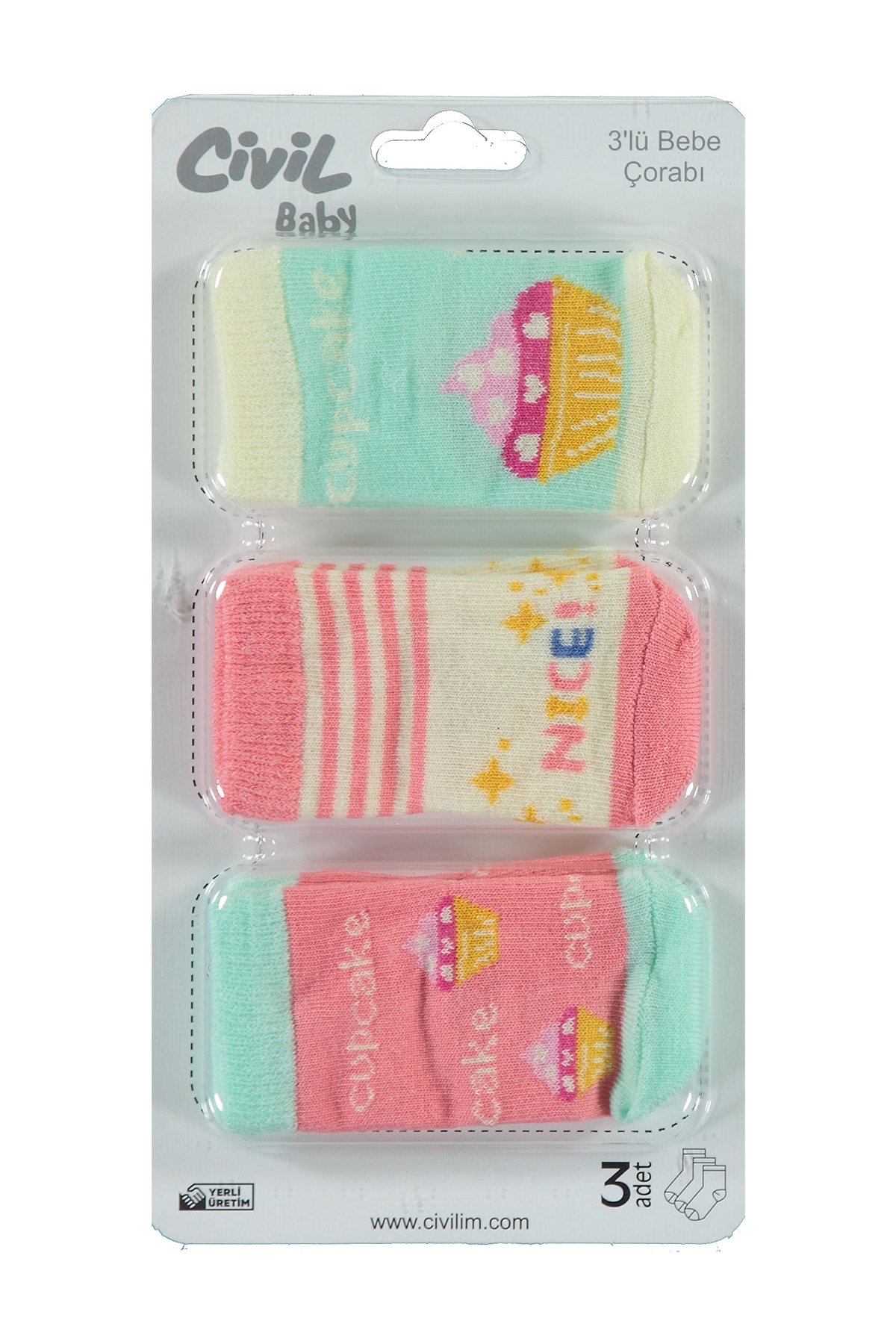 Bebek 3'lü Çorap Set 0-24 Ay Mint