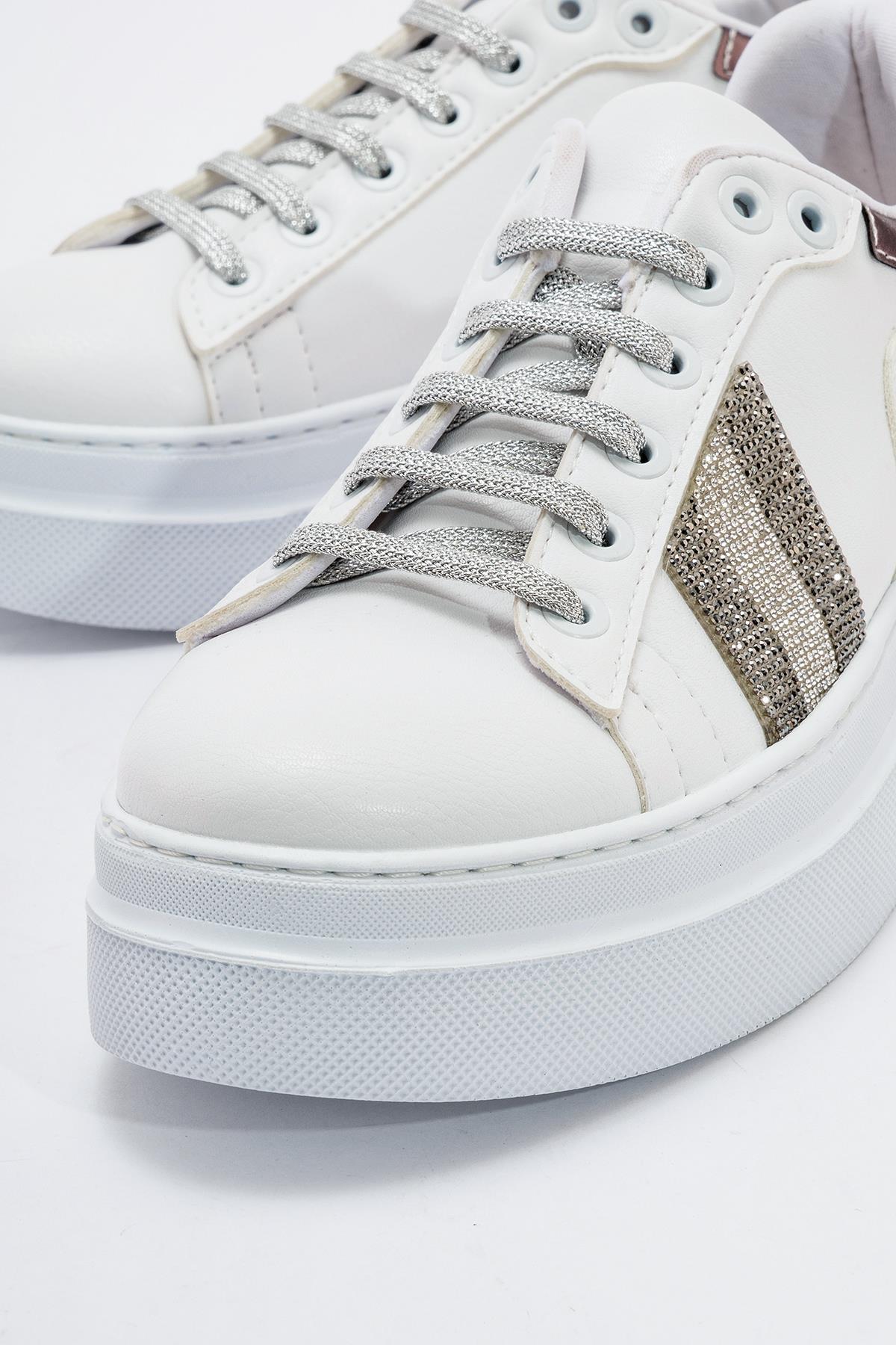 Kaydırmaz Kadın Spor Ayakkabı BEYAZ CİLT - Görsel 4