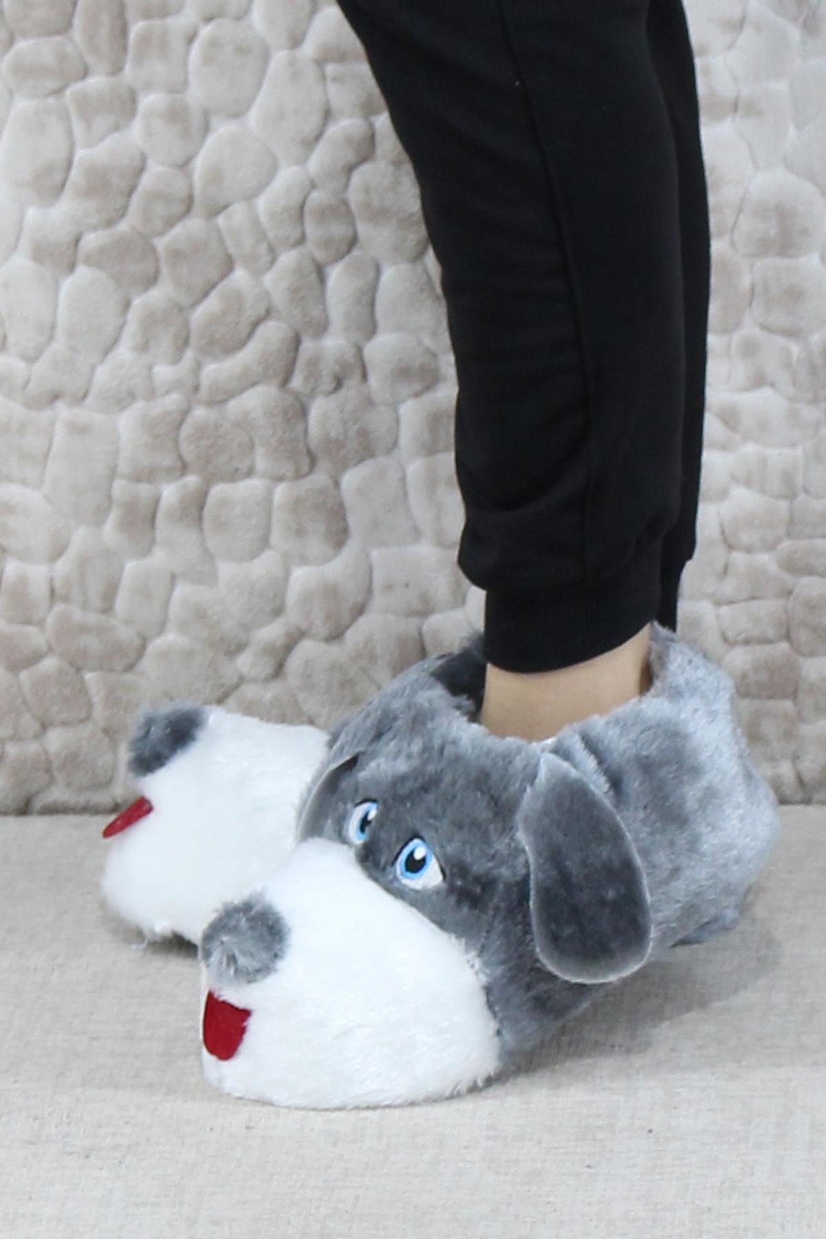 Sevimli Köpek Figürlü Peluş Panduf Hayvanlı Yumuşak Kadın Panduf - Görsel 4