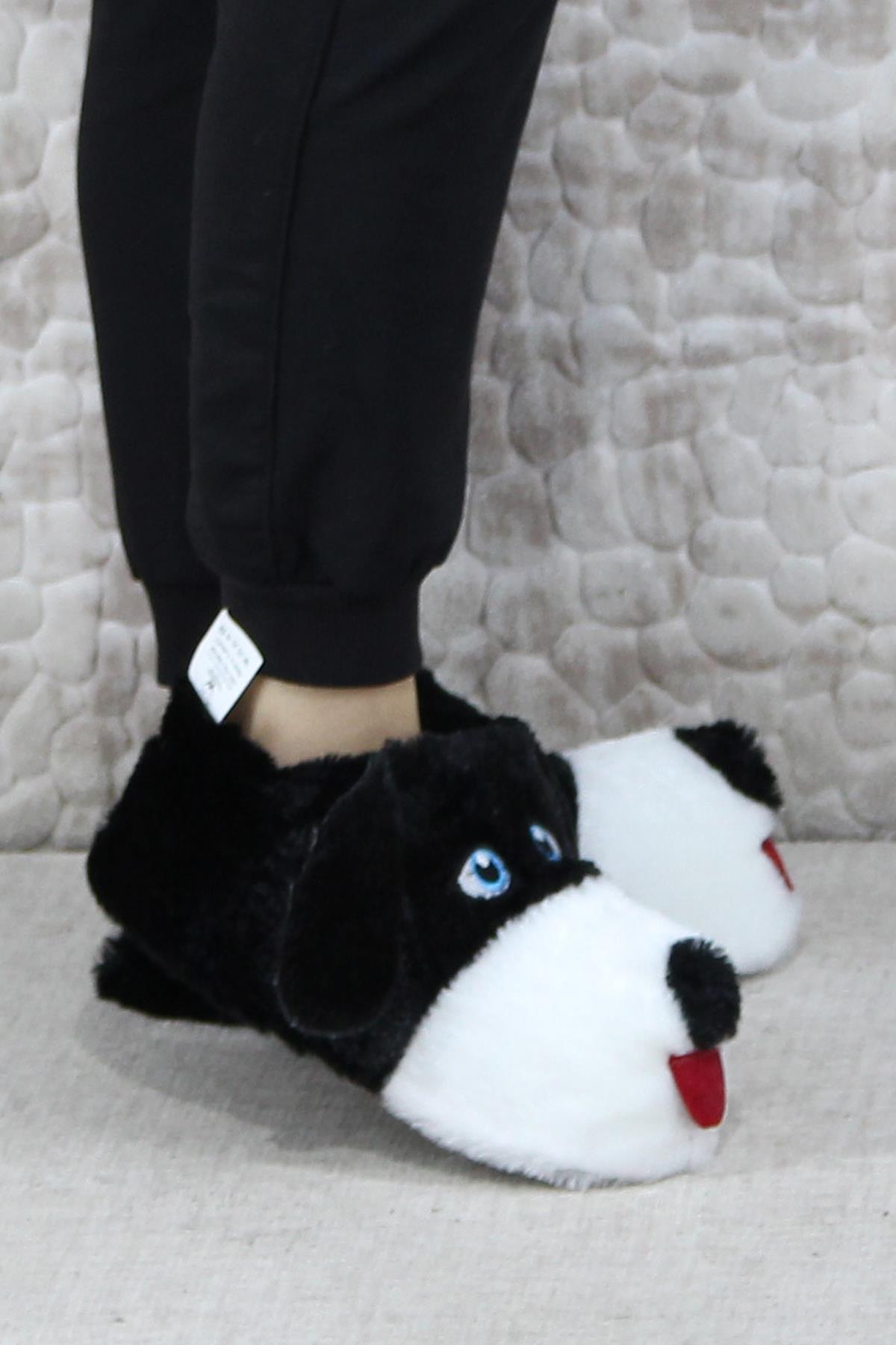 Sevimli Köpek Figürlü Peluş Panduf Hayvanlı Yumuşak Kadın Panduf - Görsel 2