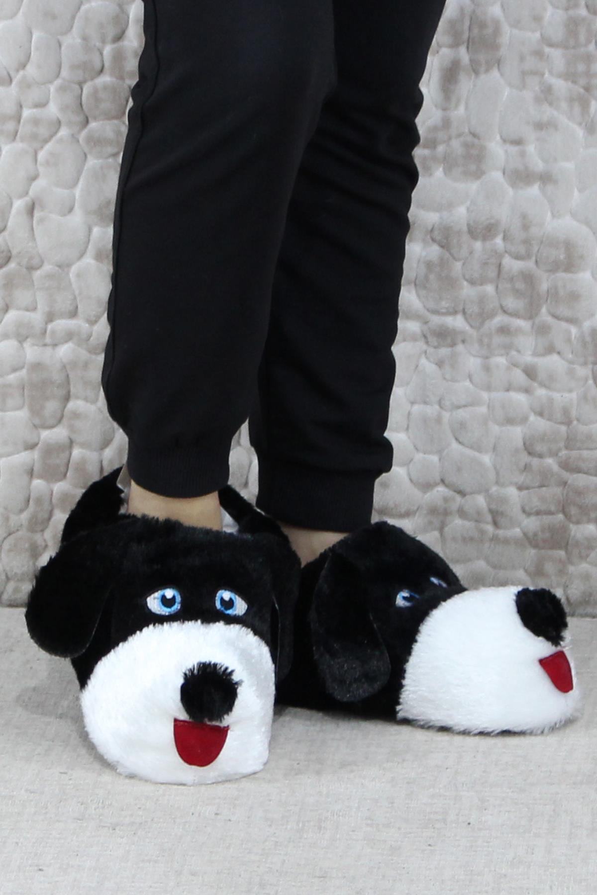 Sevimli Köpek Figürlü Peluş Panduf Hayvanlı Yumuşak Kadın Panduf - Görsel 3