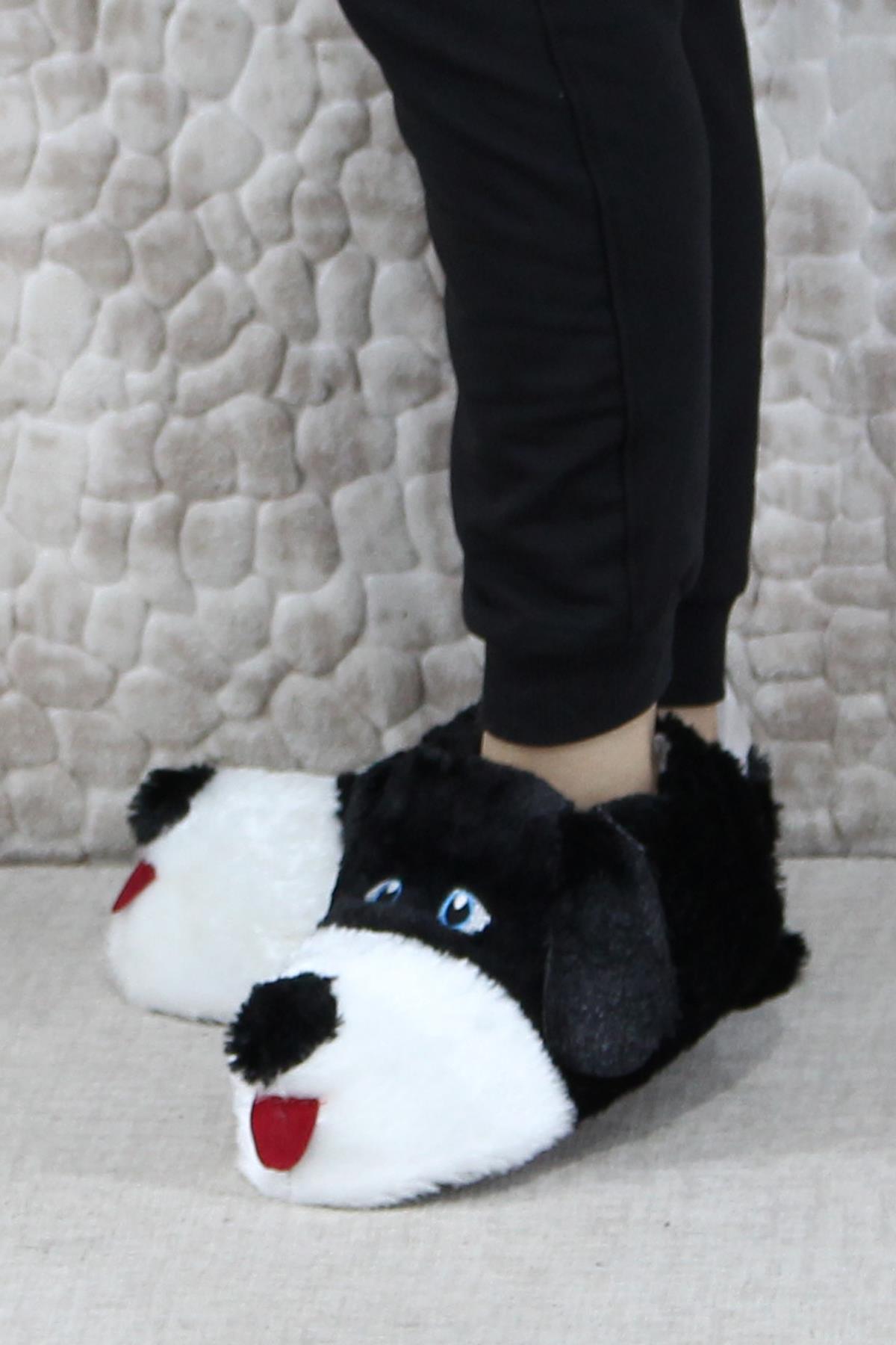 Sevimli Köpek Figürlü Peluş Panduf Hayvanlı Yumuşak Kadın Panduf - Görsel 4