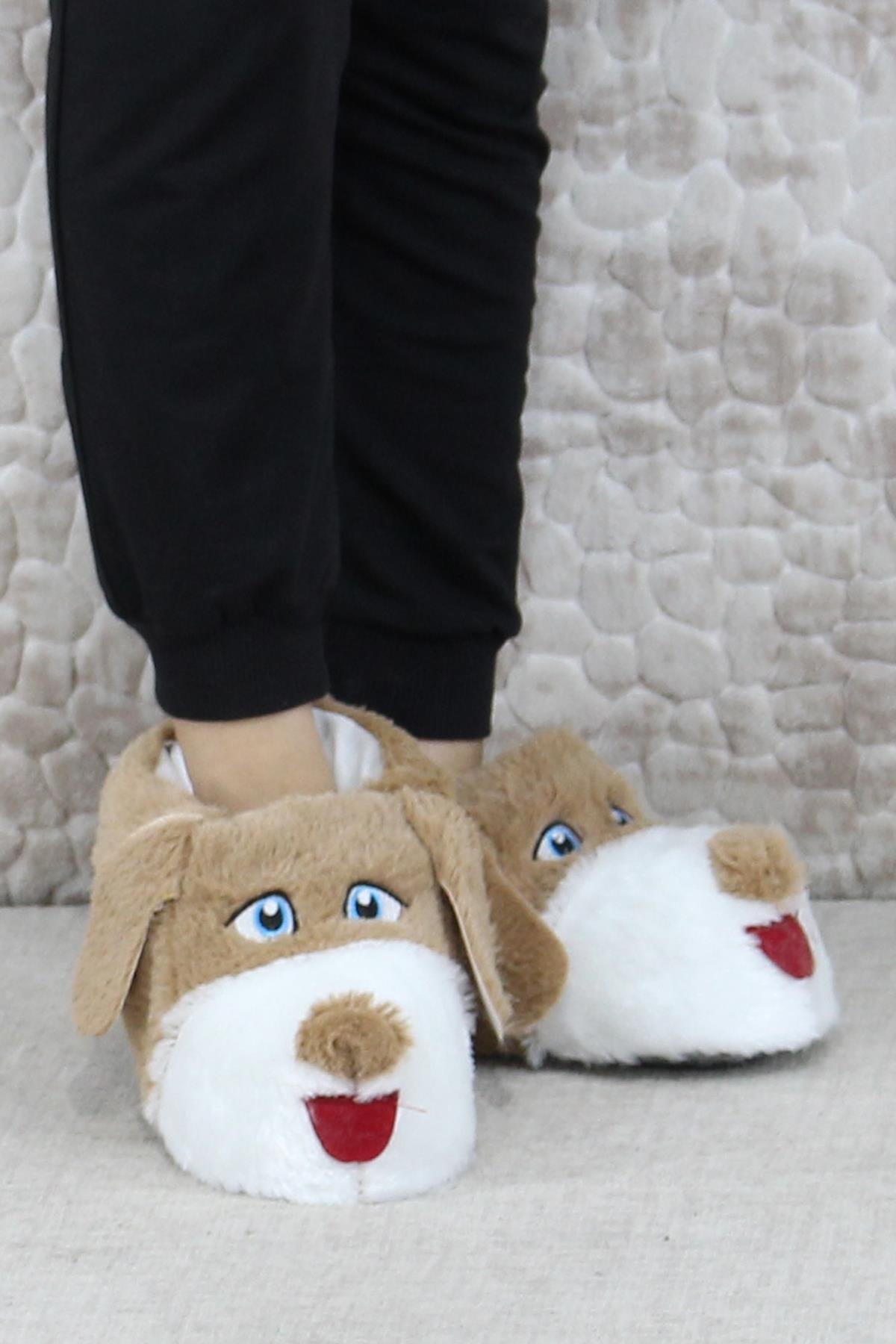 Sevimli Köpek Figürlü Peluş Panduf Hayvanlı Yumuşak Kadın Panduf - Görsel 3