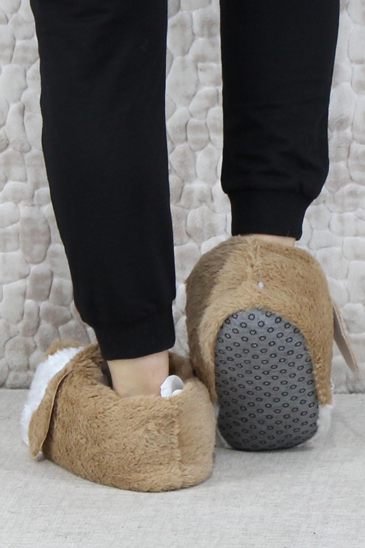 Sevimli Köpek Figürlü Peluş Panduf Hayvanlı Yumuşak Kadın Panduf - Görsel 5