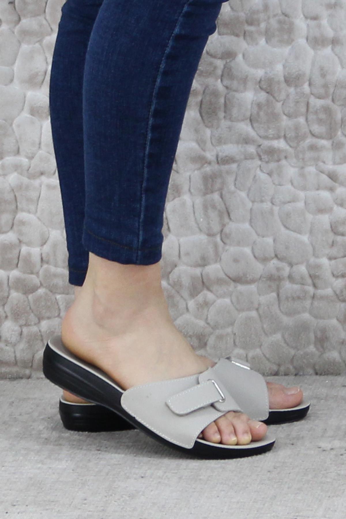 Ceyo Ceyo Marina-1 Bej Rahat Ortapedik Bayan Terlik Sandalet & Terlik | Flo Bej - 2. görsel