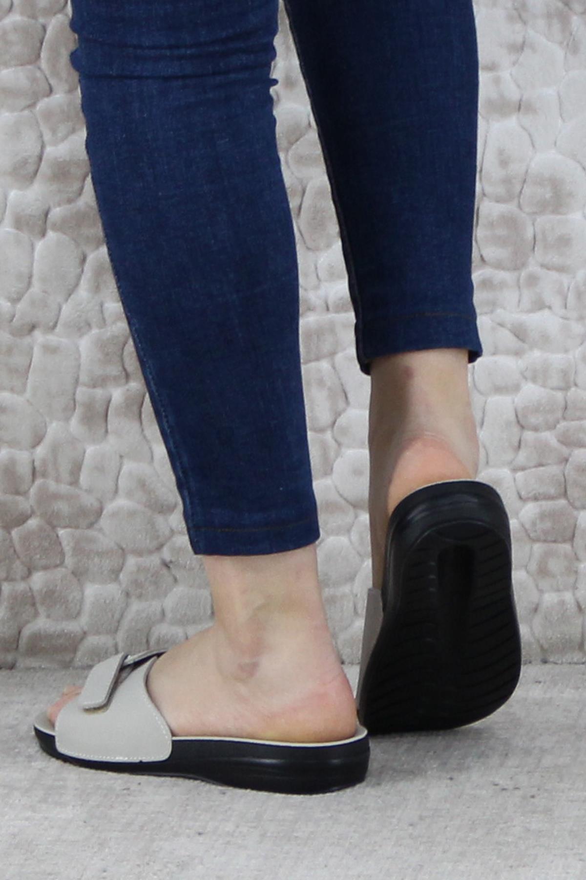 Ceyo Ceyo Marina-1 Bej Rahat Ortapedik Bayan Terlik Sandalet & Terlik | Flo Bej - 5. görsel