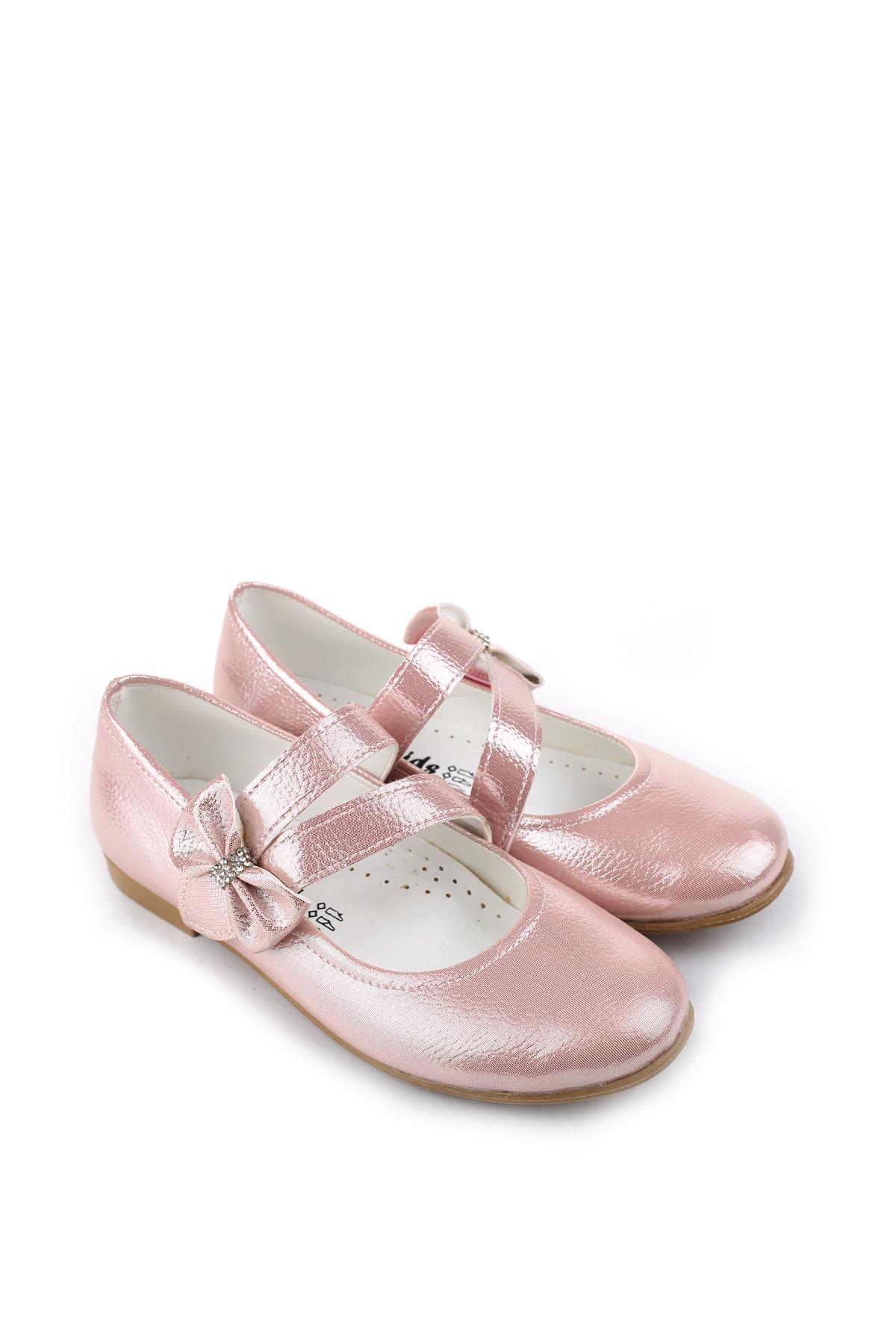 Ortaç 2082 Kız Çocuk Balerin Fiyonk Cırtlı Rugan Babet Ayakkabı - Görsel 2