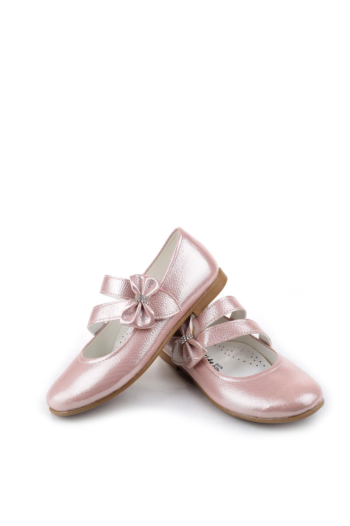 Ortaç 2082 Kız Çocuk Balerin Fiyonk Cırtlı Rugan Babet Ayakkabı - Görsel 3